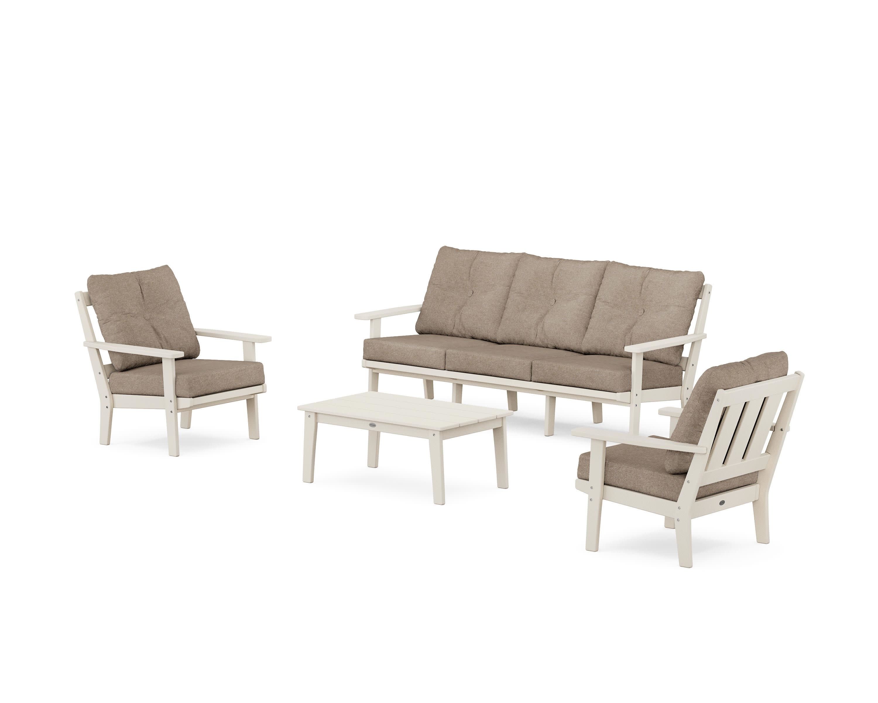 Oxford 4-Piece Deep Seating Set with Sofa in Sand / Spiced Burlap