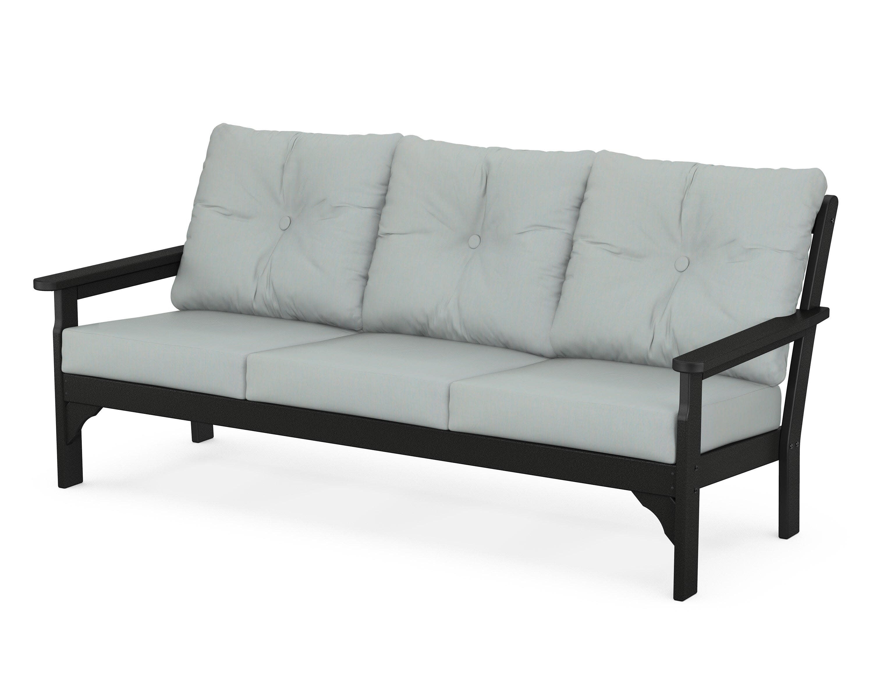 Vineyard Deep Seating Sofa in Black / Spa
