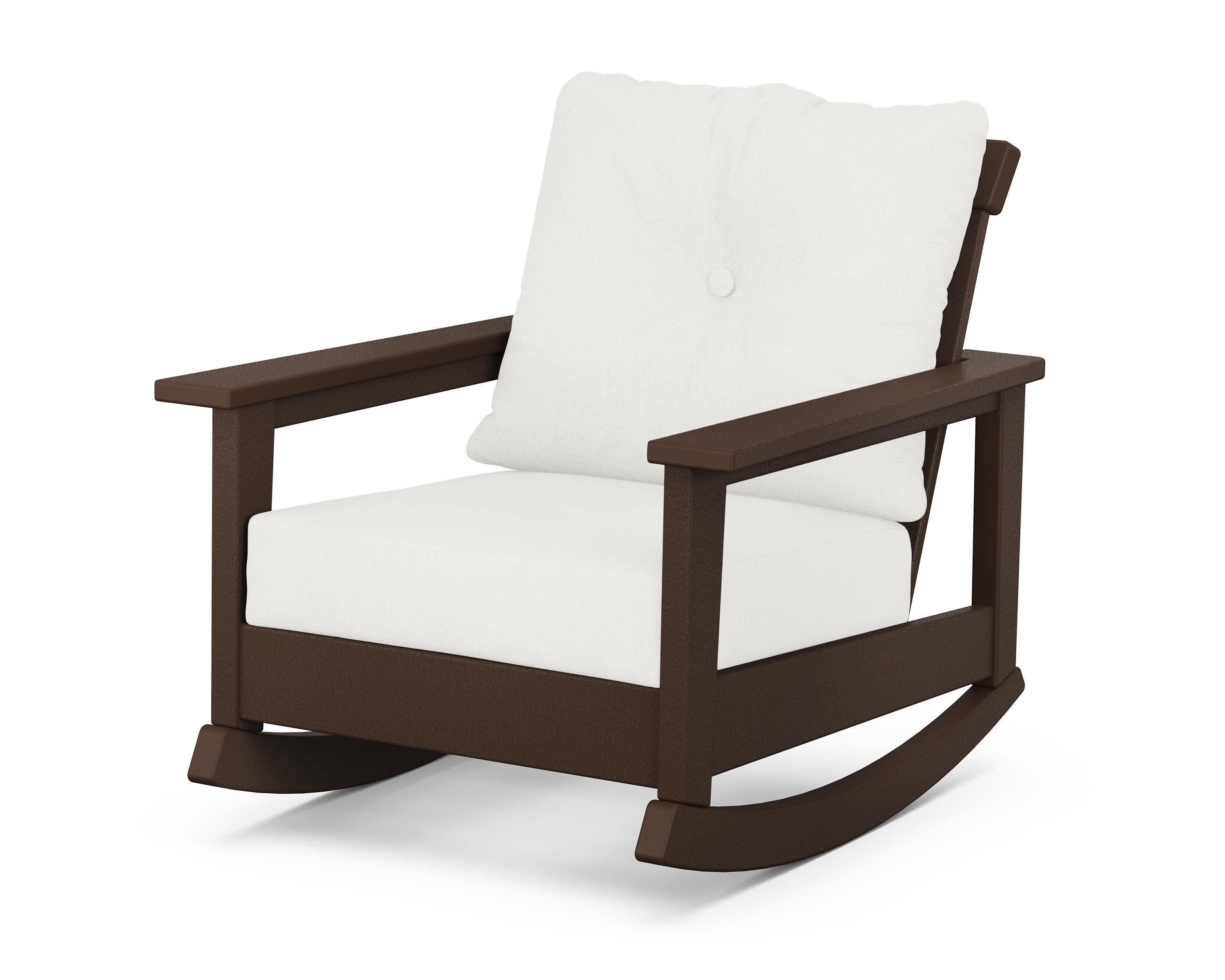 Prescott Deep Seating Rocking Chair in Mahogany / Natural Linen