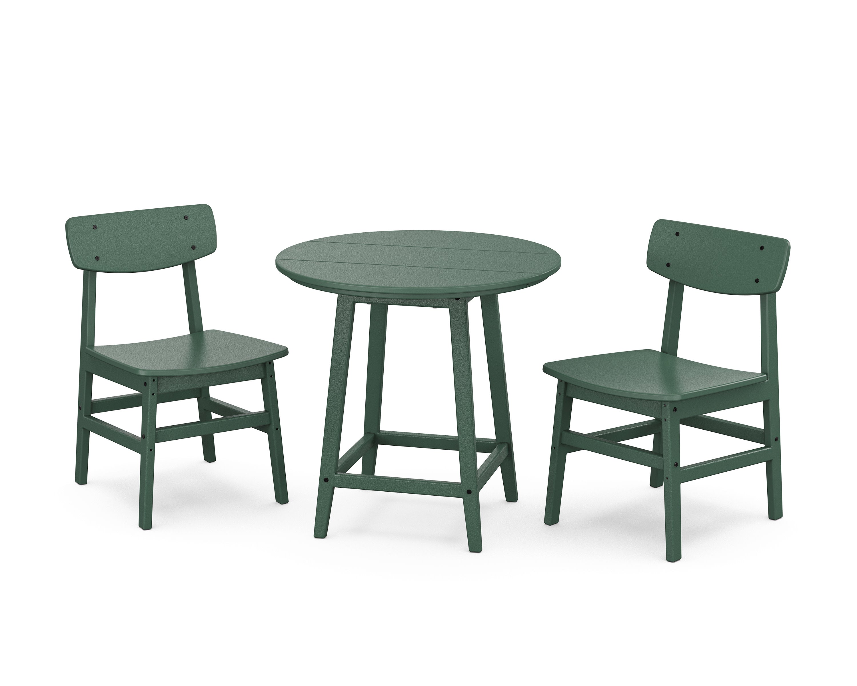 Modern Studio Urban Chair 3-Piece Round Bistro Dining Set in Green