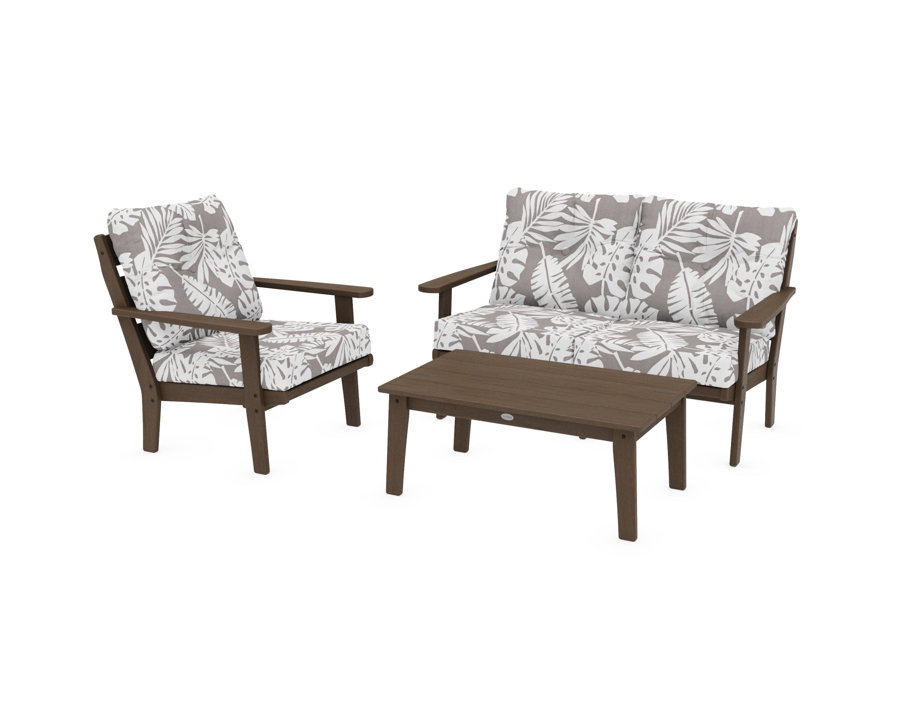 Lakeside 3-Piece Deep Seating Set in Kona / Leaf Grey Mist