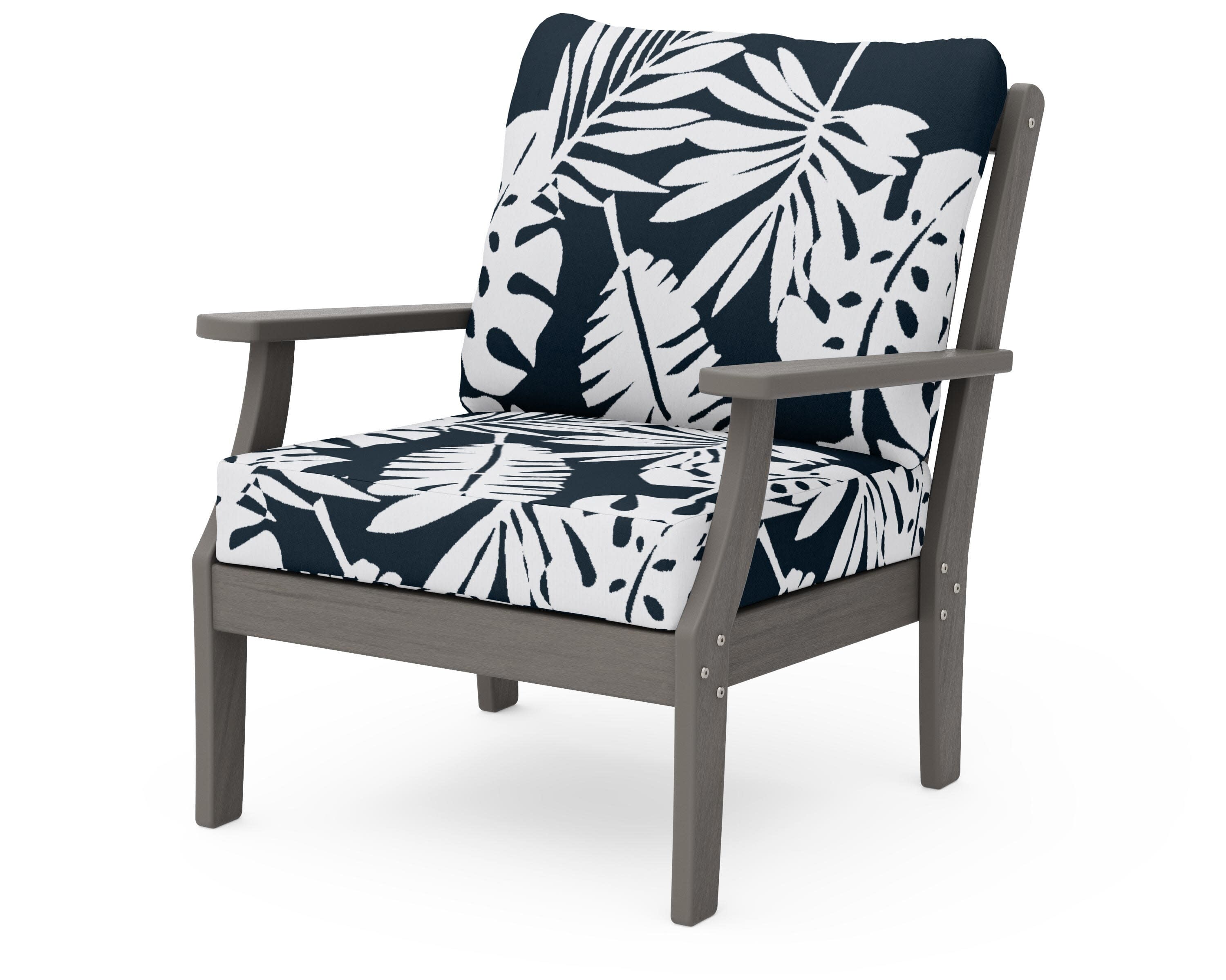 Braxton Deep Seating Chair in Driftwood / Leaf Marine Indigo