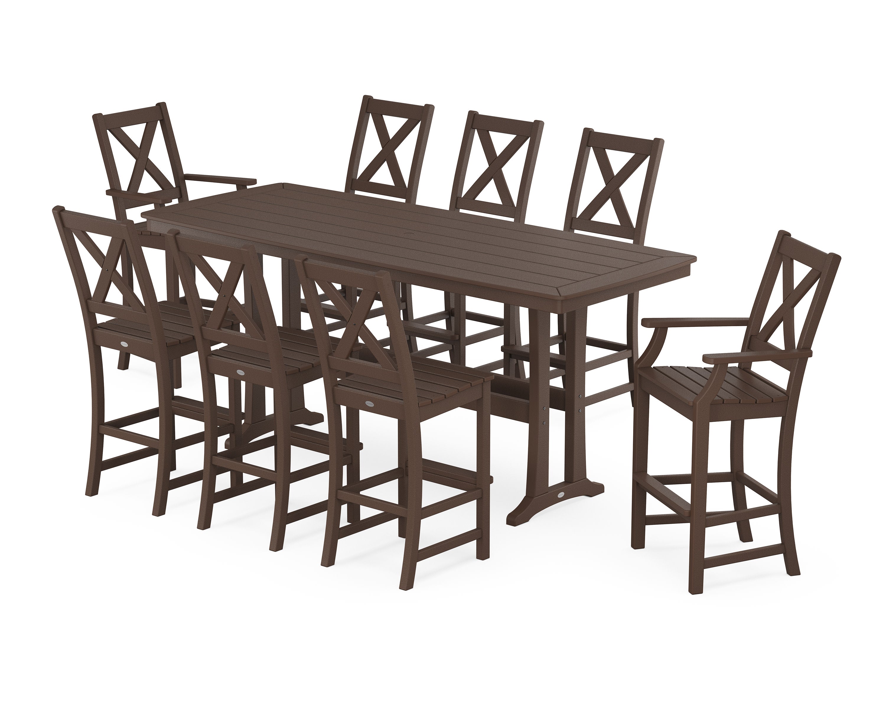 Braxton 9-Piece Bar Set with Trestle Legs in Mahogany