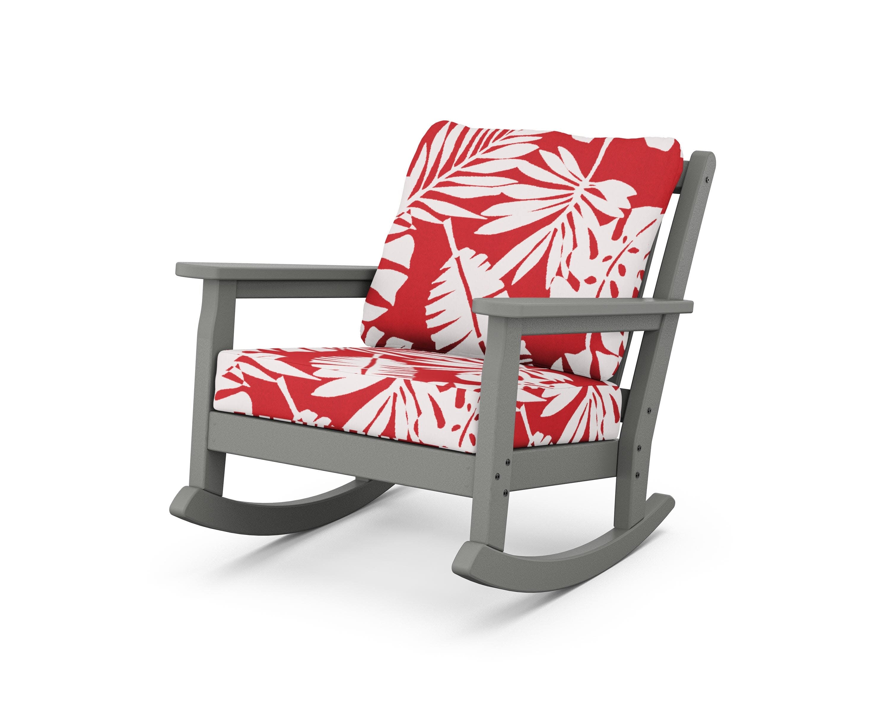 Chippendale Deep Seating Rocking Chair in Slate Grey / Leaf Crimson