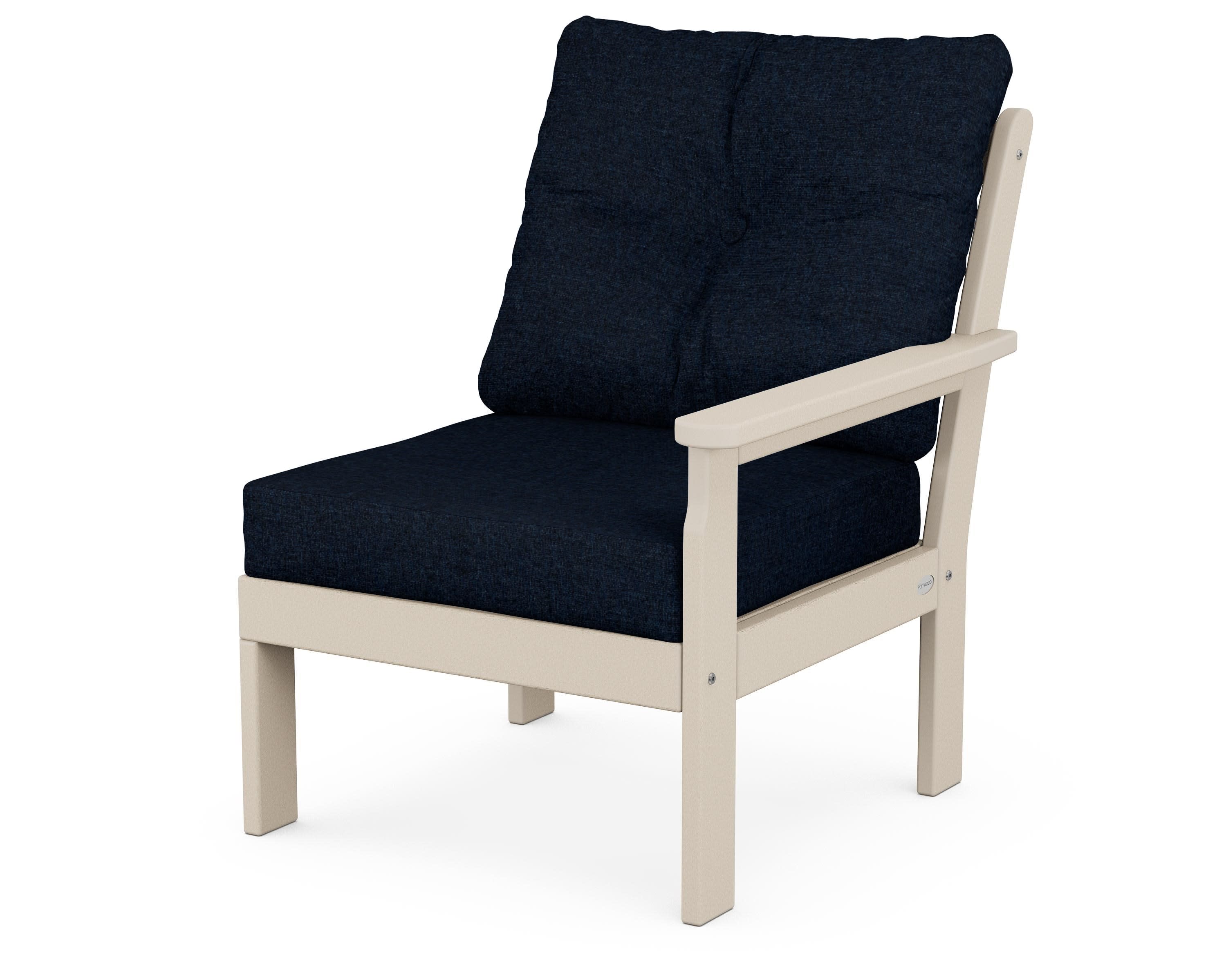 Vineyard Modular Right Arm Chair in Sand / Marine Indigo