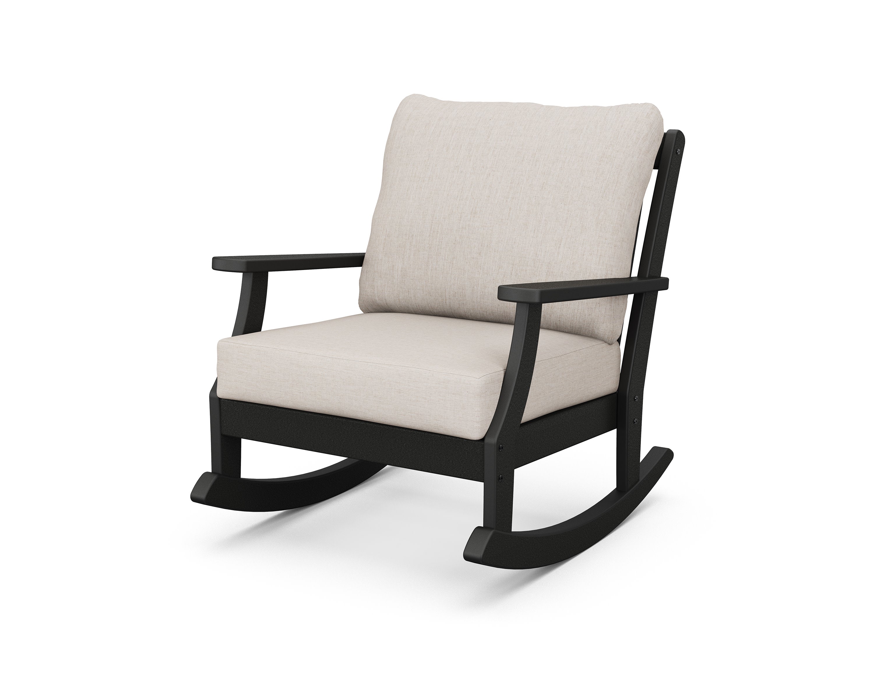 Braxton Deep Seating Rocking Chair in Black / Cast Ash
