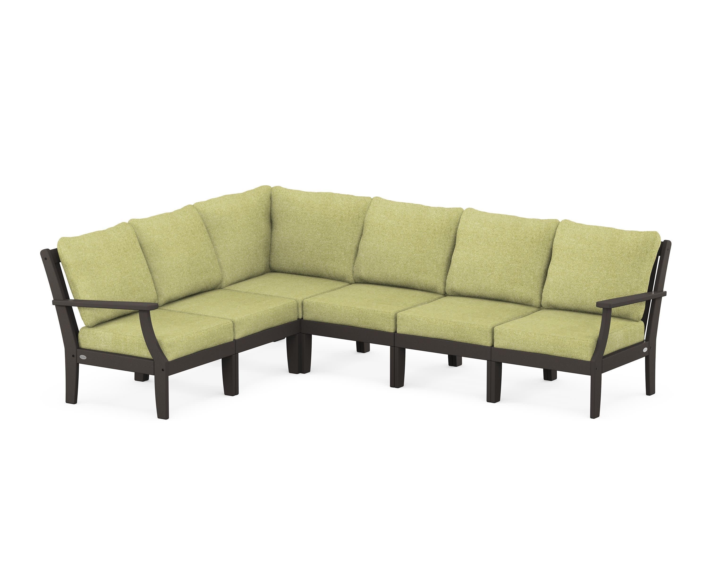 Braxton Modular 6-Piece Deep Seating Set in Vintage Coffee / Chartreuse Boucle
