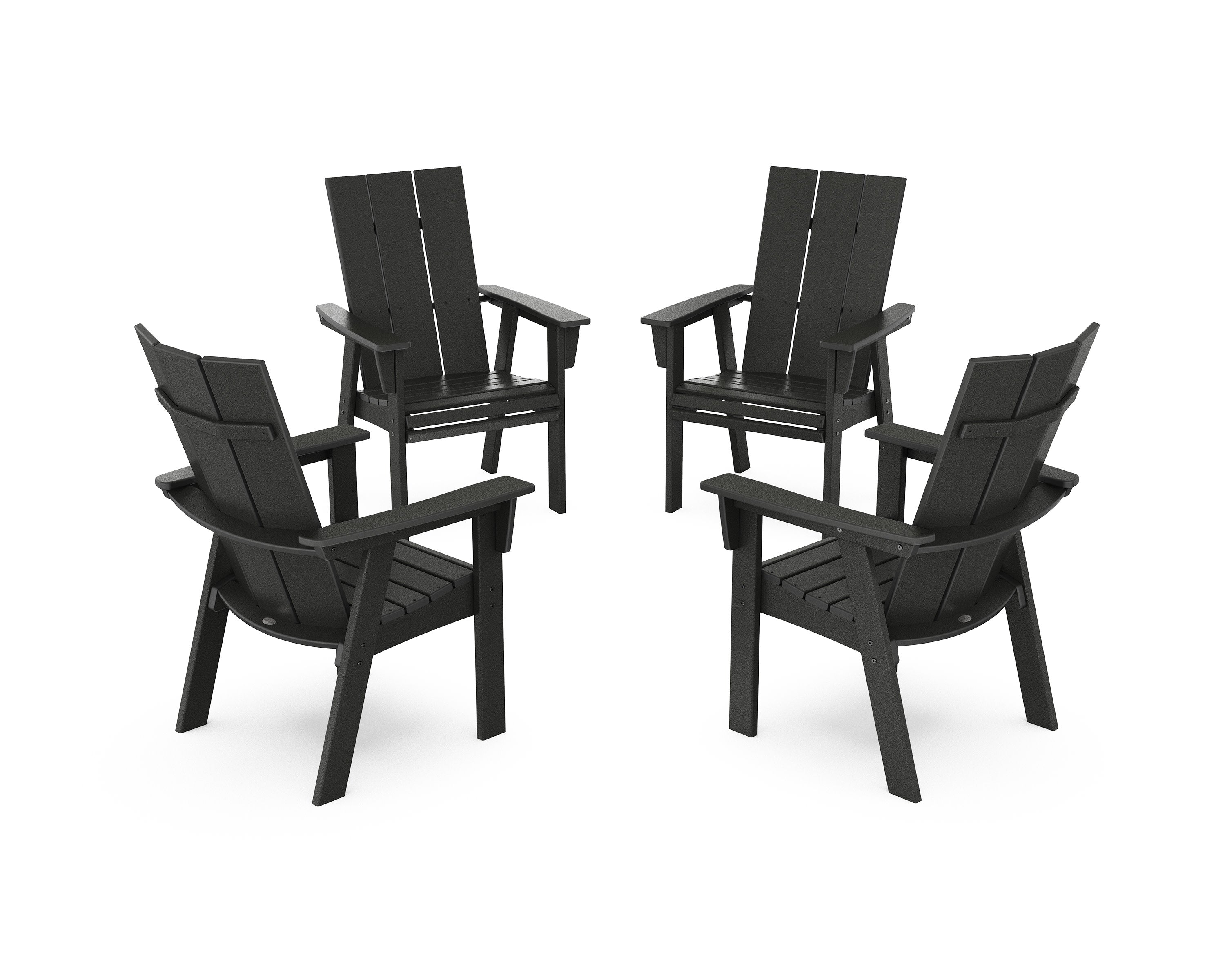 Modern 4-Piece Curveback Upright Adirondack Conversation Set in Black