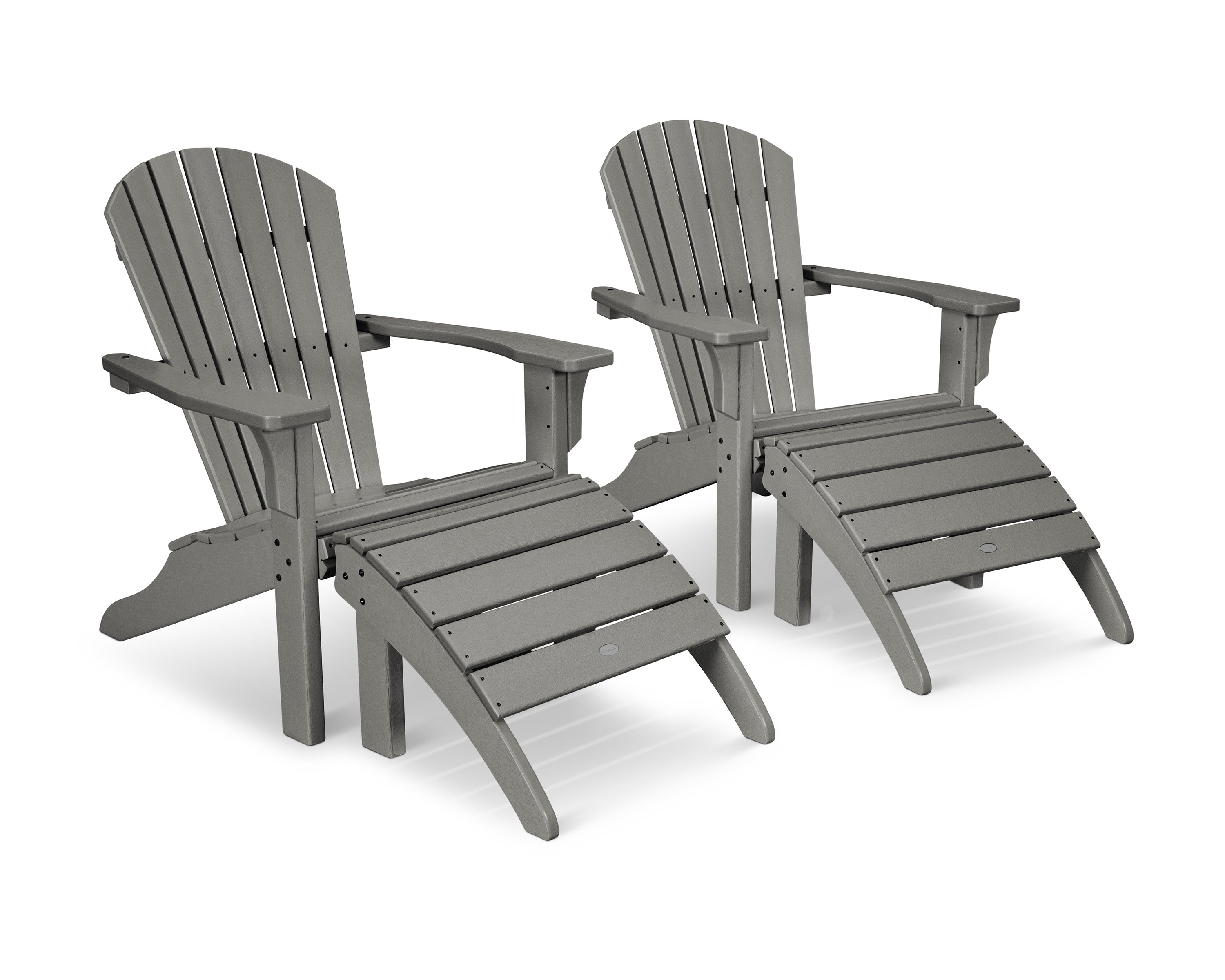 Seashell Adirondack Set with Ottomans in Slate Grey