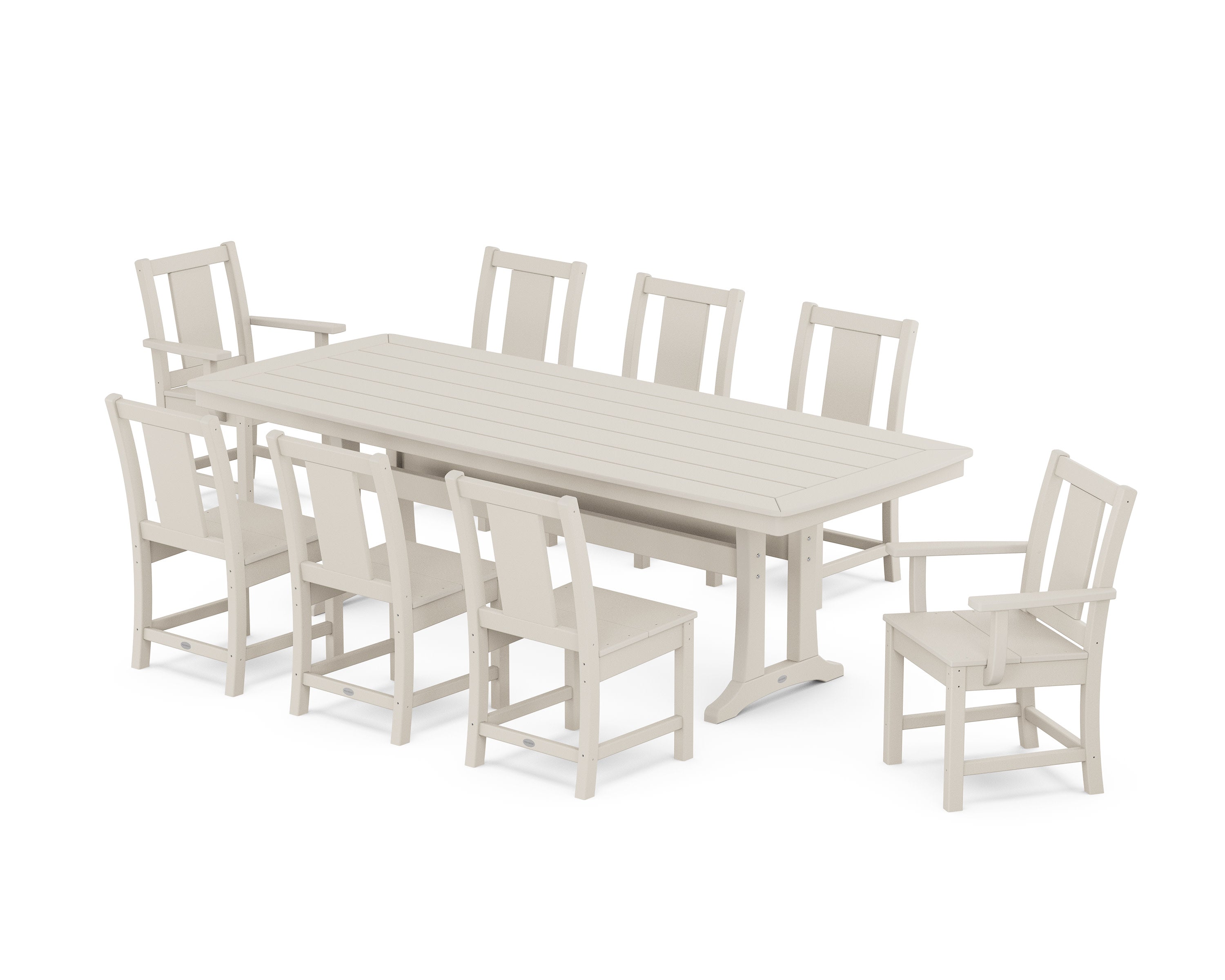 Prairie 9-Piece Dining Set with Trestle Legs in Sand