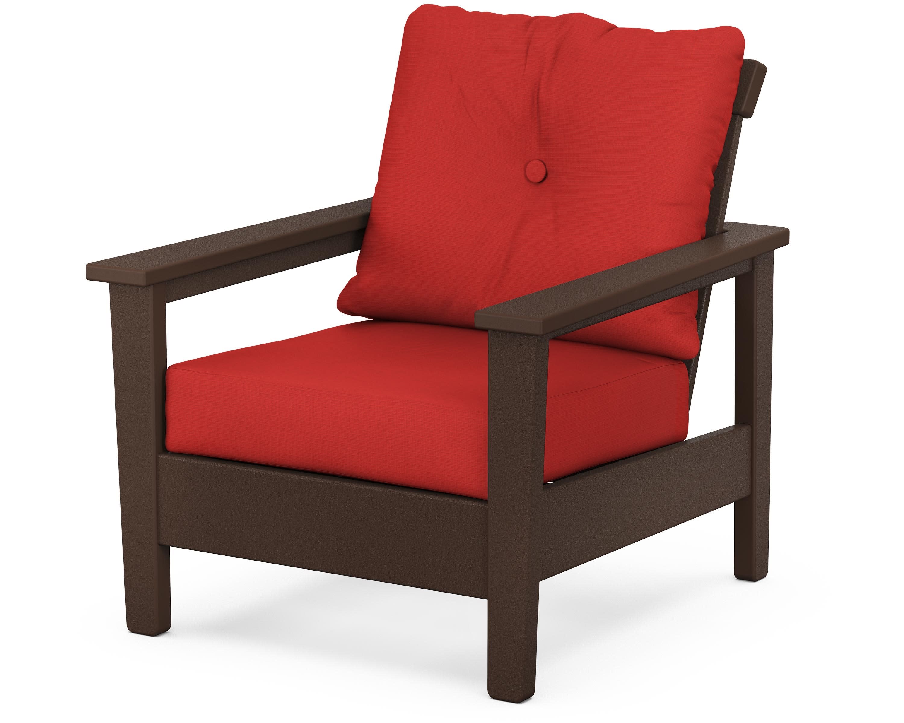 Prescott Deep Seating Chair in Mahogany / Crimson Linen