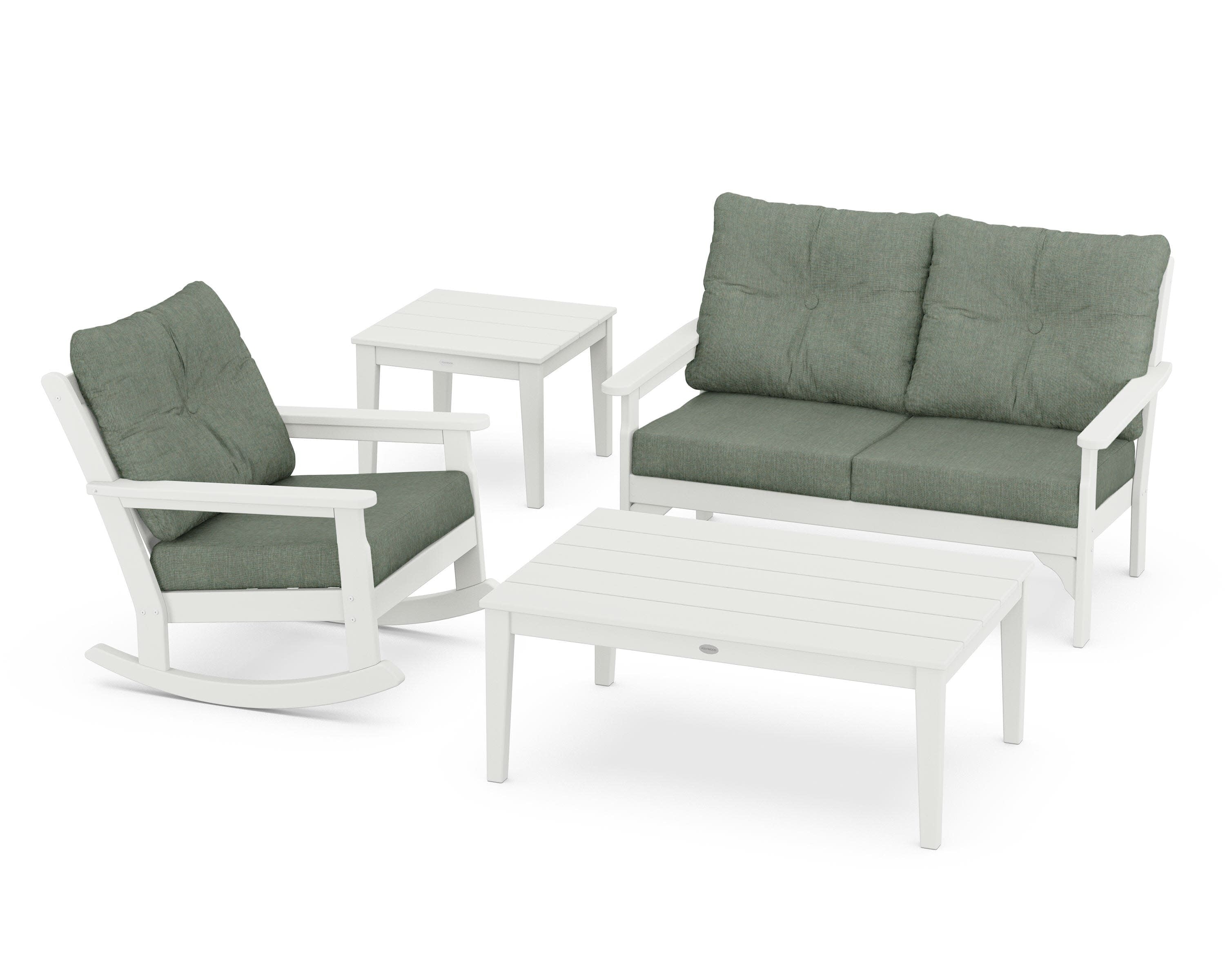 Vineyard 4-Piece Deep Seating Rocker Set in Vintage White / Cast Sage