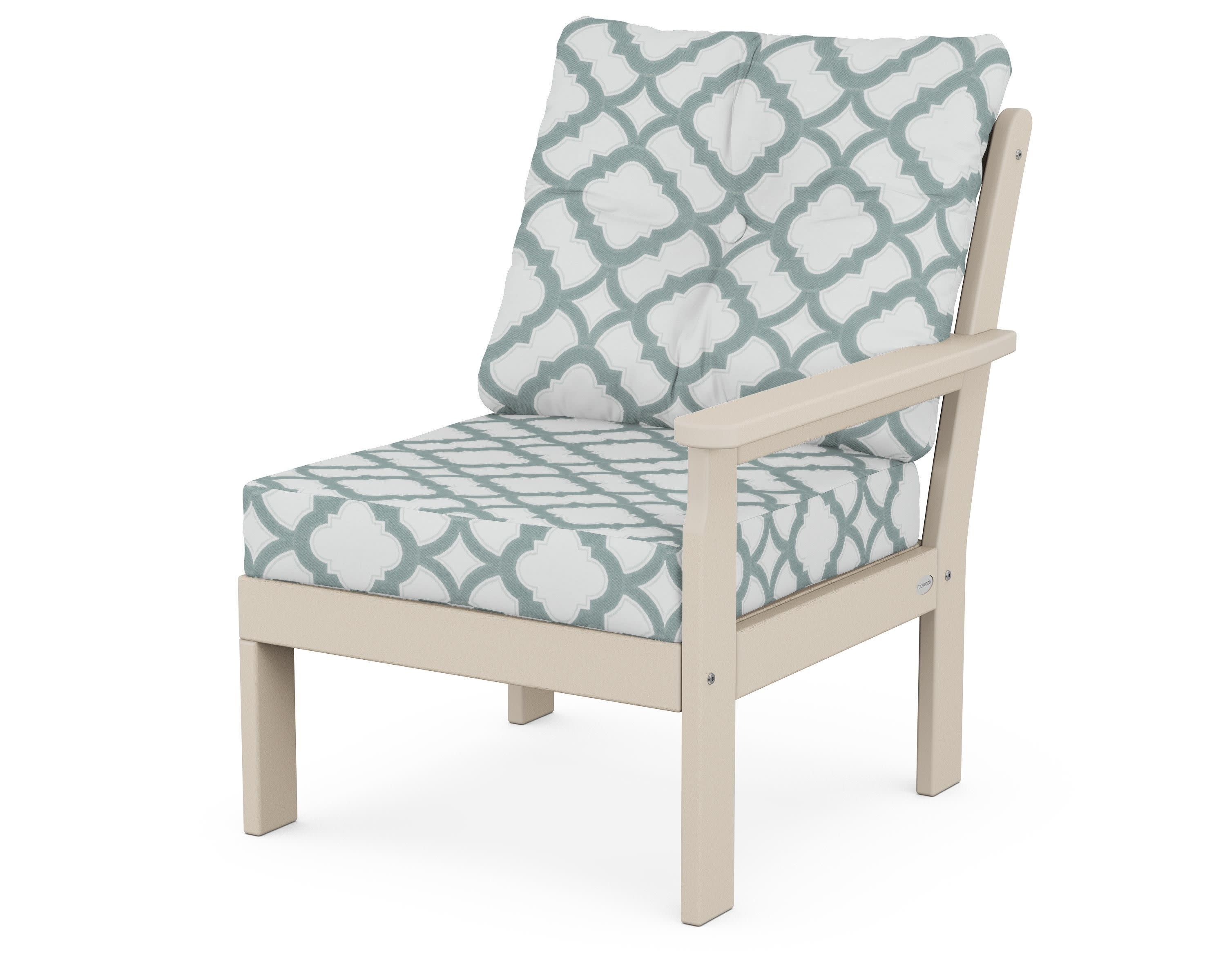 Vineyard Modular Right Arm Chair in Sand / Trellis Glacier Spa