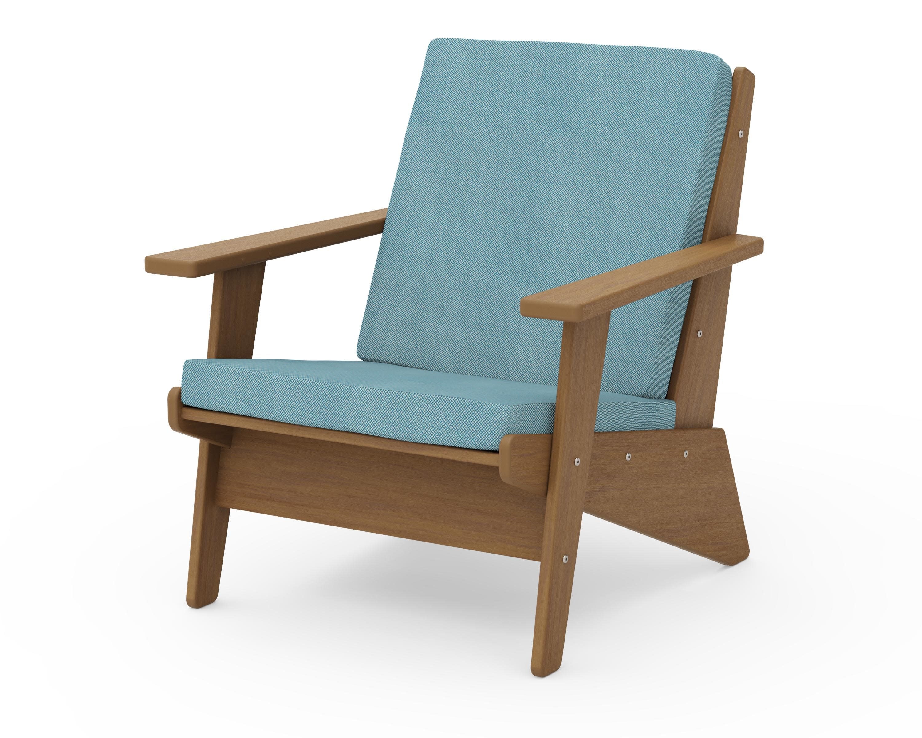Riviera Modern Lounge Chair in Natural / Lattice Sky Blue