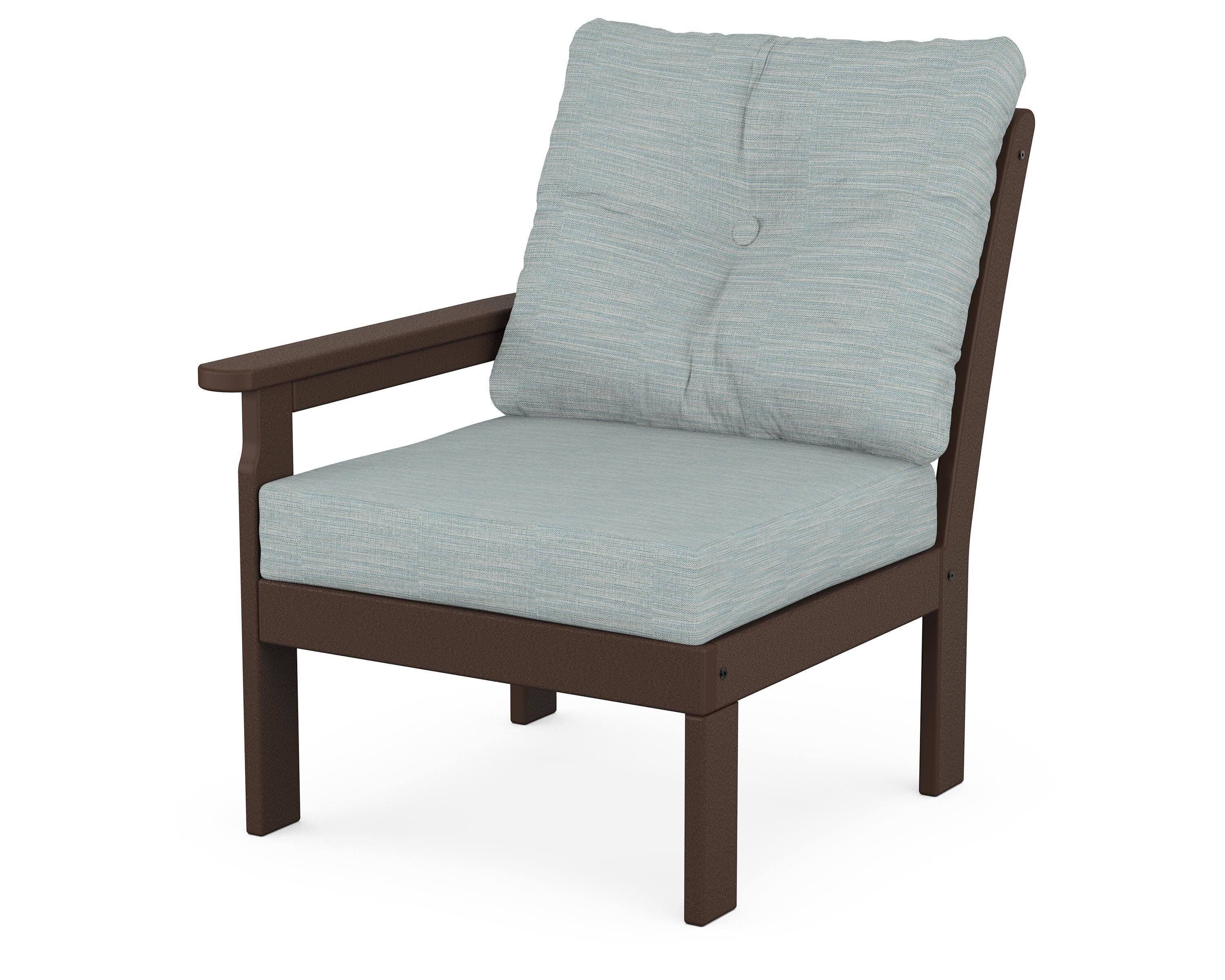 Vineyard Modular Left Arm Chair in Mahogany / Soothe Mist