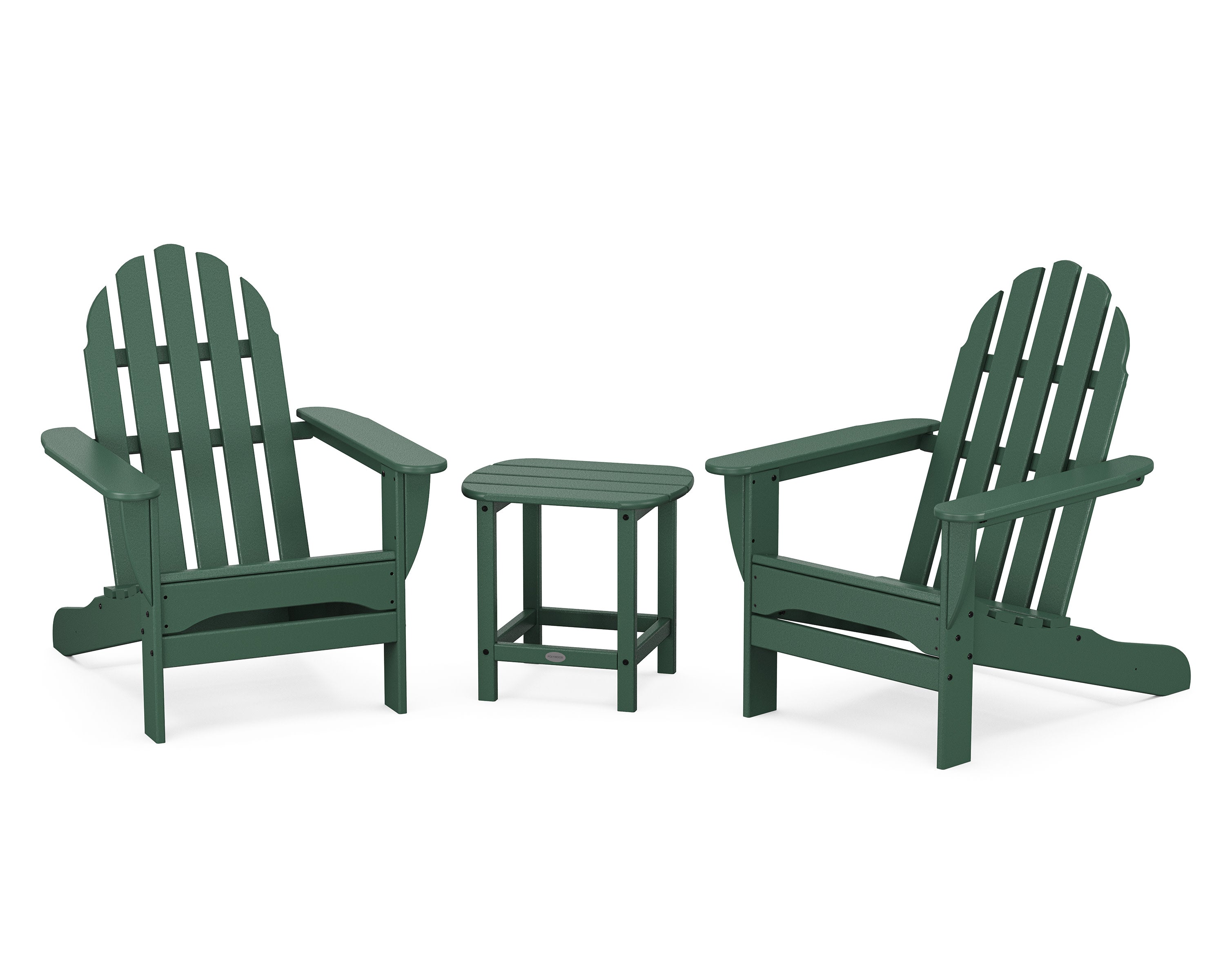 Classic Adirondack 3-Piece Set with South Beach 18" Side Table in Green