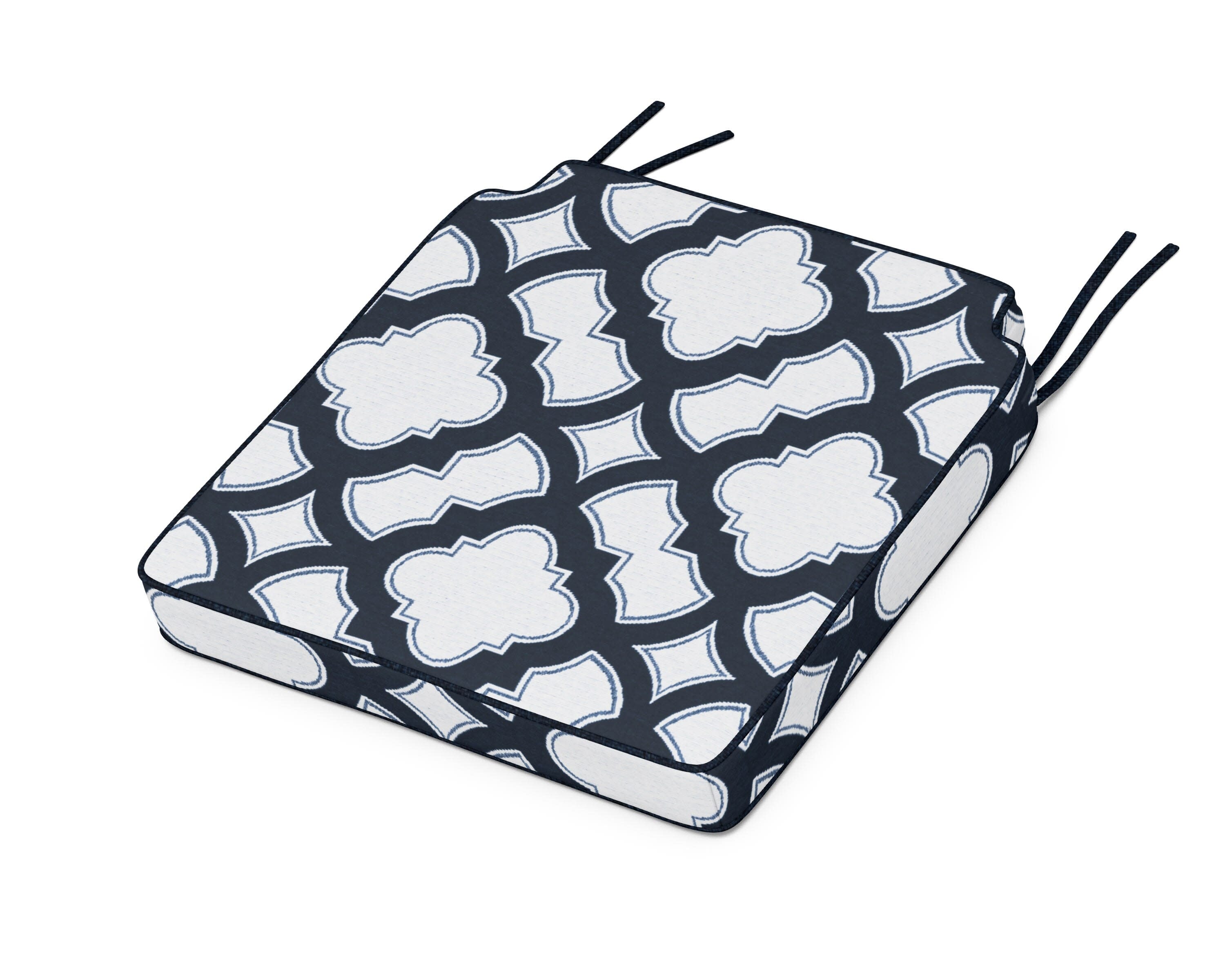 Acadia Dining Side Seat Cushion in Trellis Marine Indigo