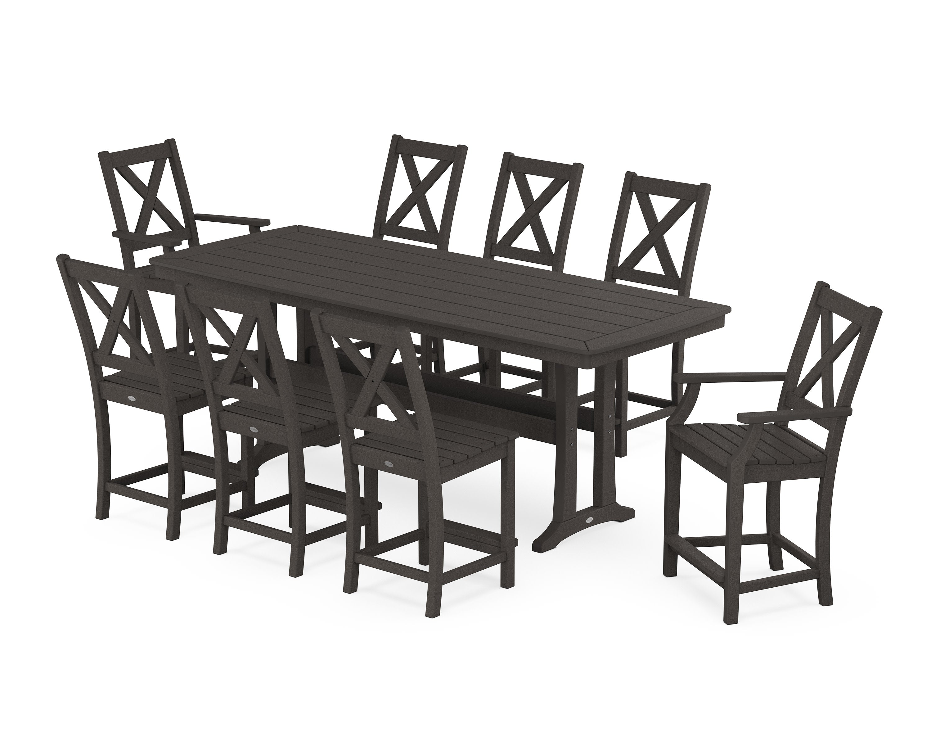 Braxton 9-Piece Counter Set with Trestle Legs in Vintage Coffee