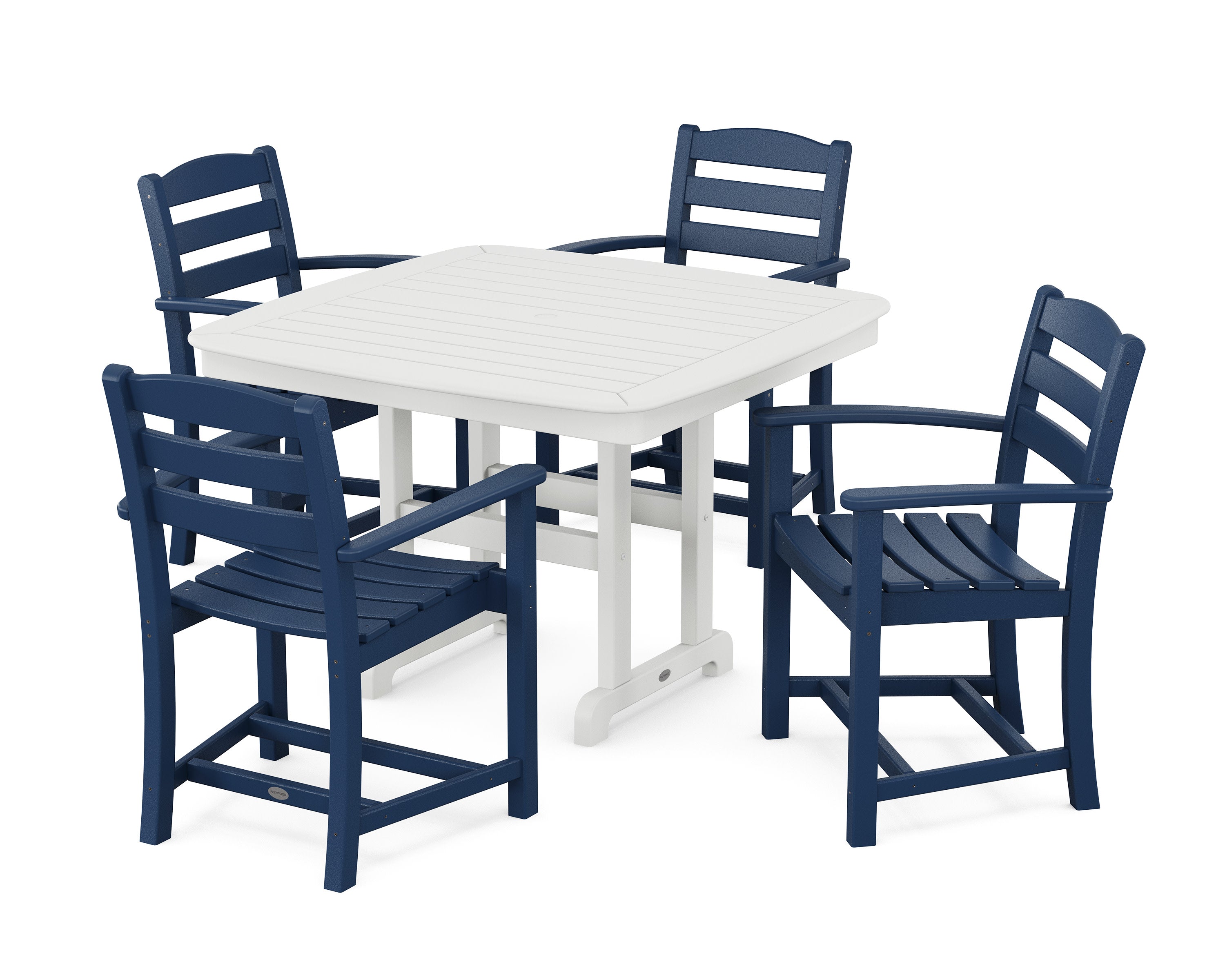 La Casa Caf 5-Piece Dining Set with Trestle Legs in Navy / White