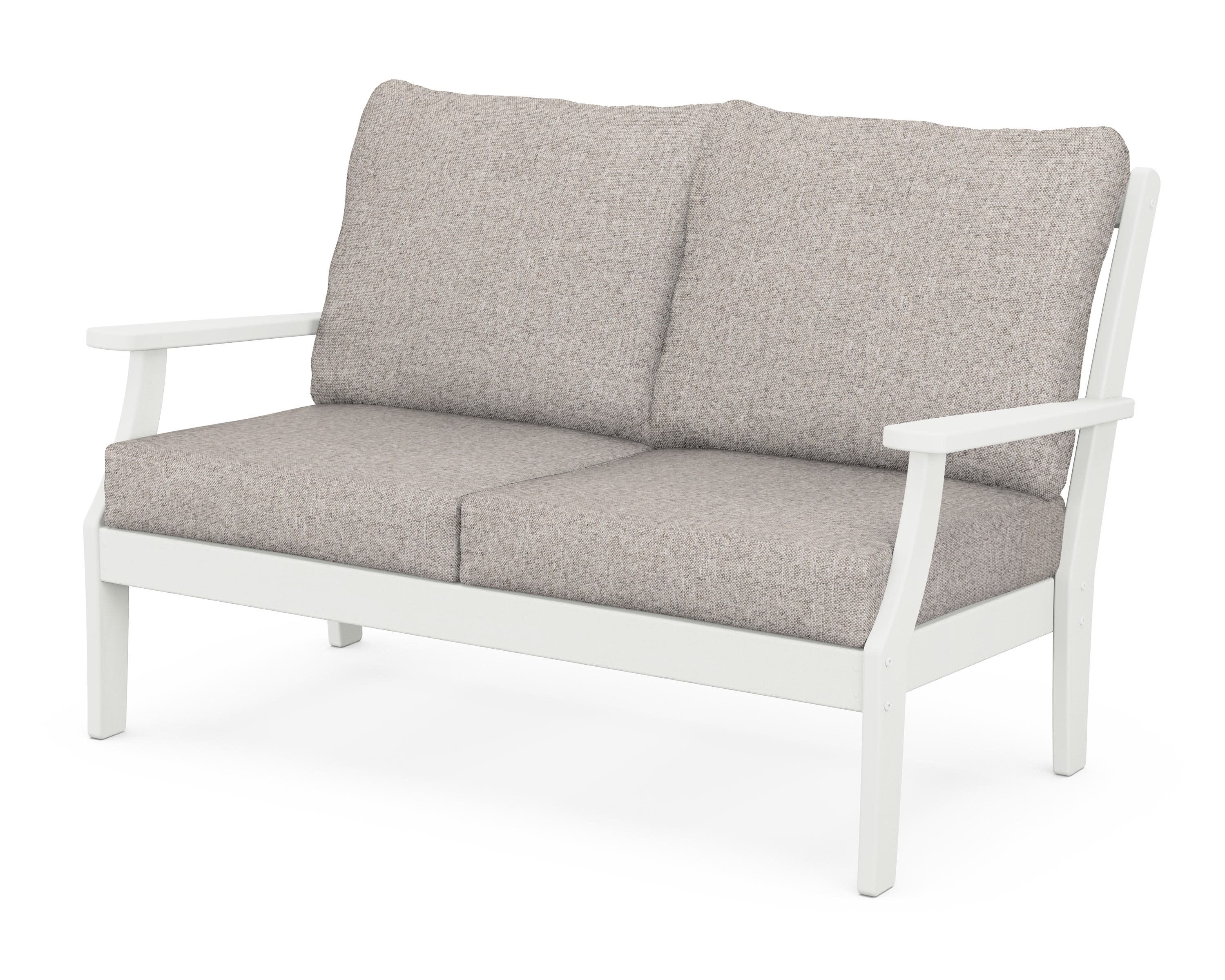 Braxton Deep Seating Loveseat in Vintage White / Weathered Tweed