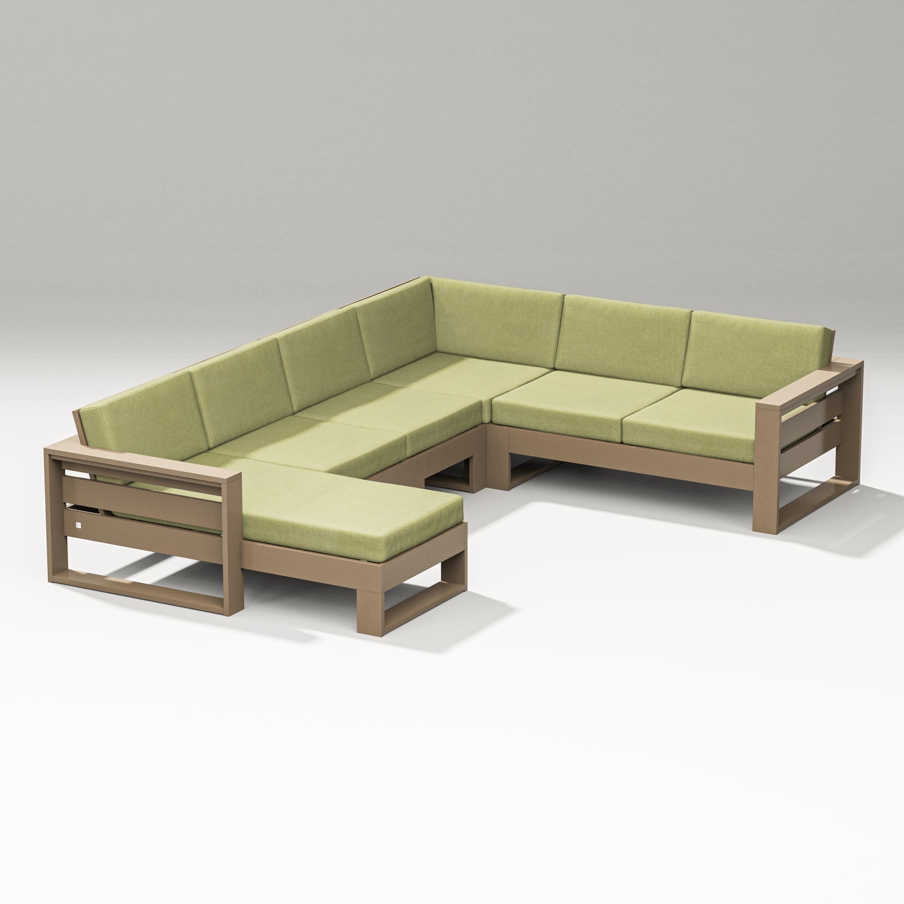 Latitude Corner Sectional with Left Chaise in Vintage Sahara / Chartreuse Boucle