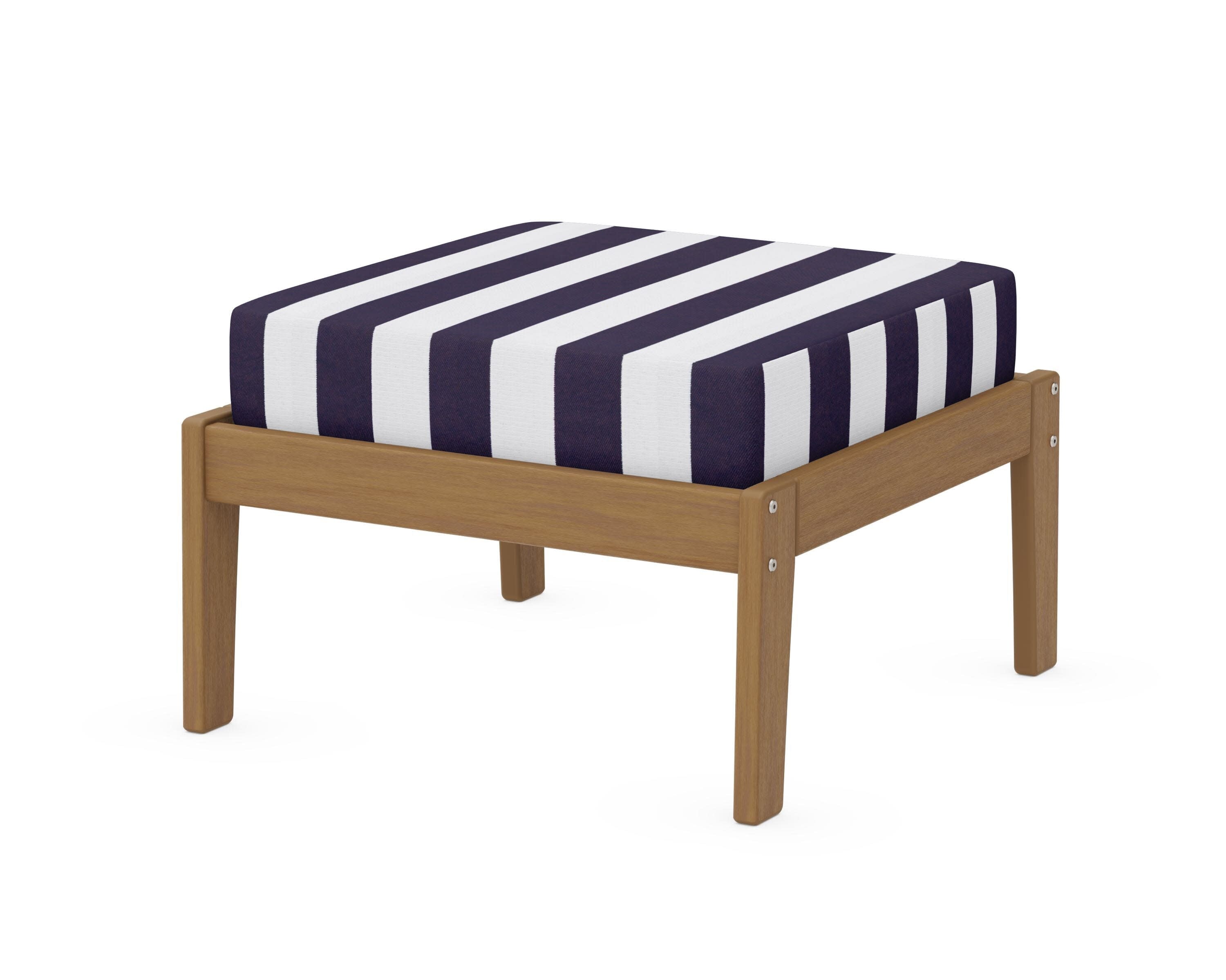 Deep Seating Ottoman in Natural / Cabana Stripe Navy