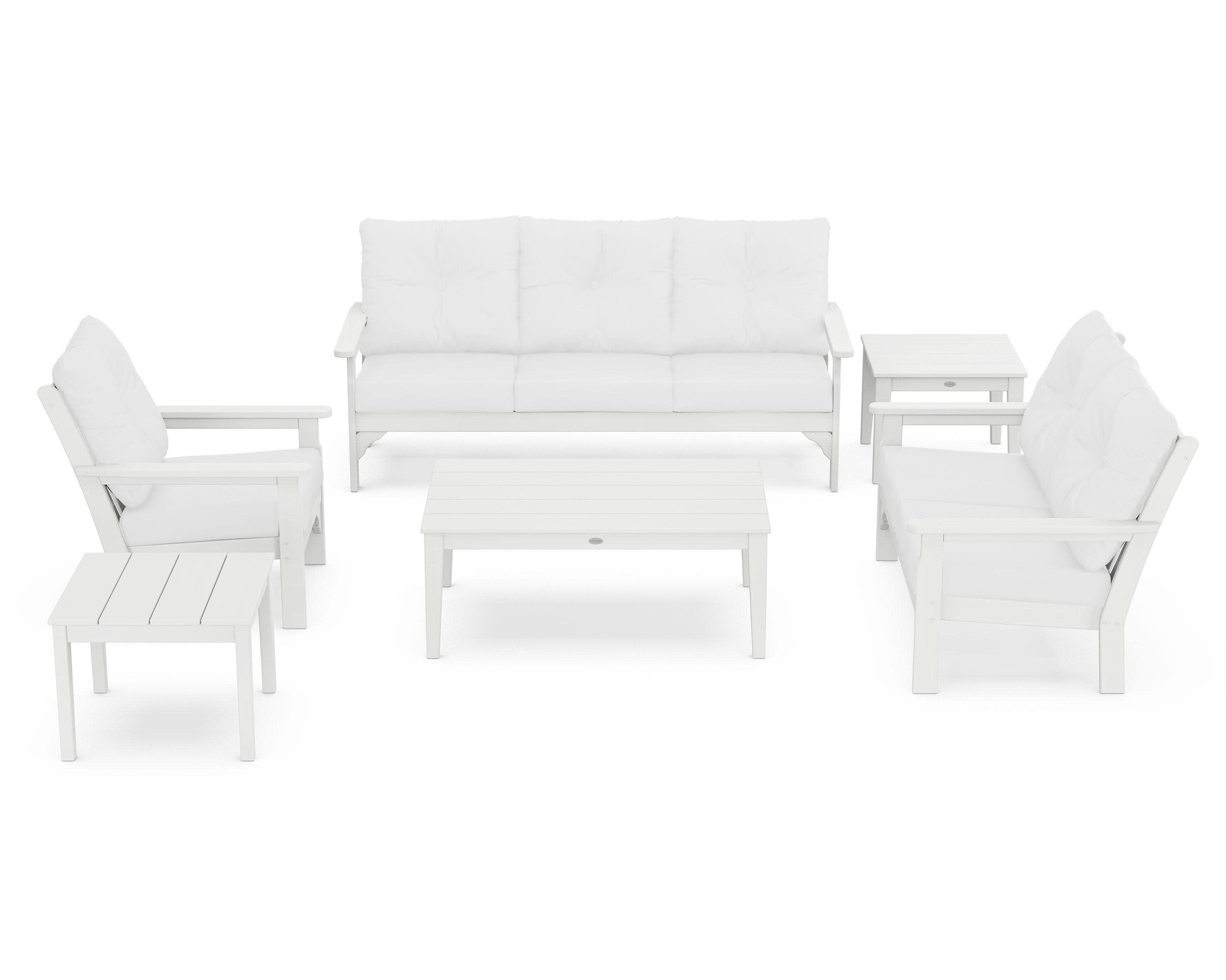 Vineyard 6-Piece Deep Seating Set in White / Natural