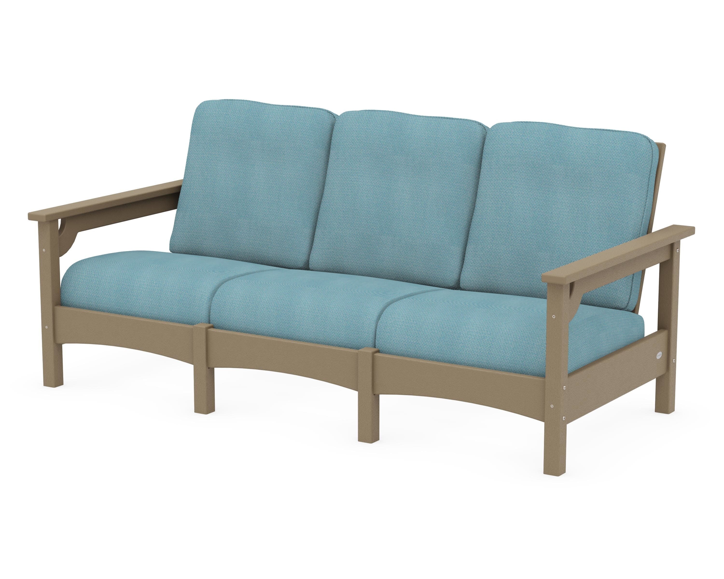 Club Sofa in Vintage Sahara / Lattice Sky Blue