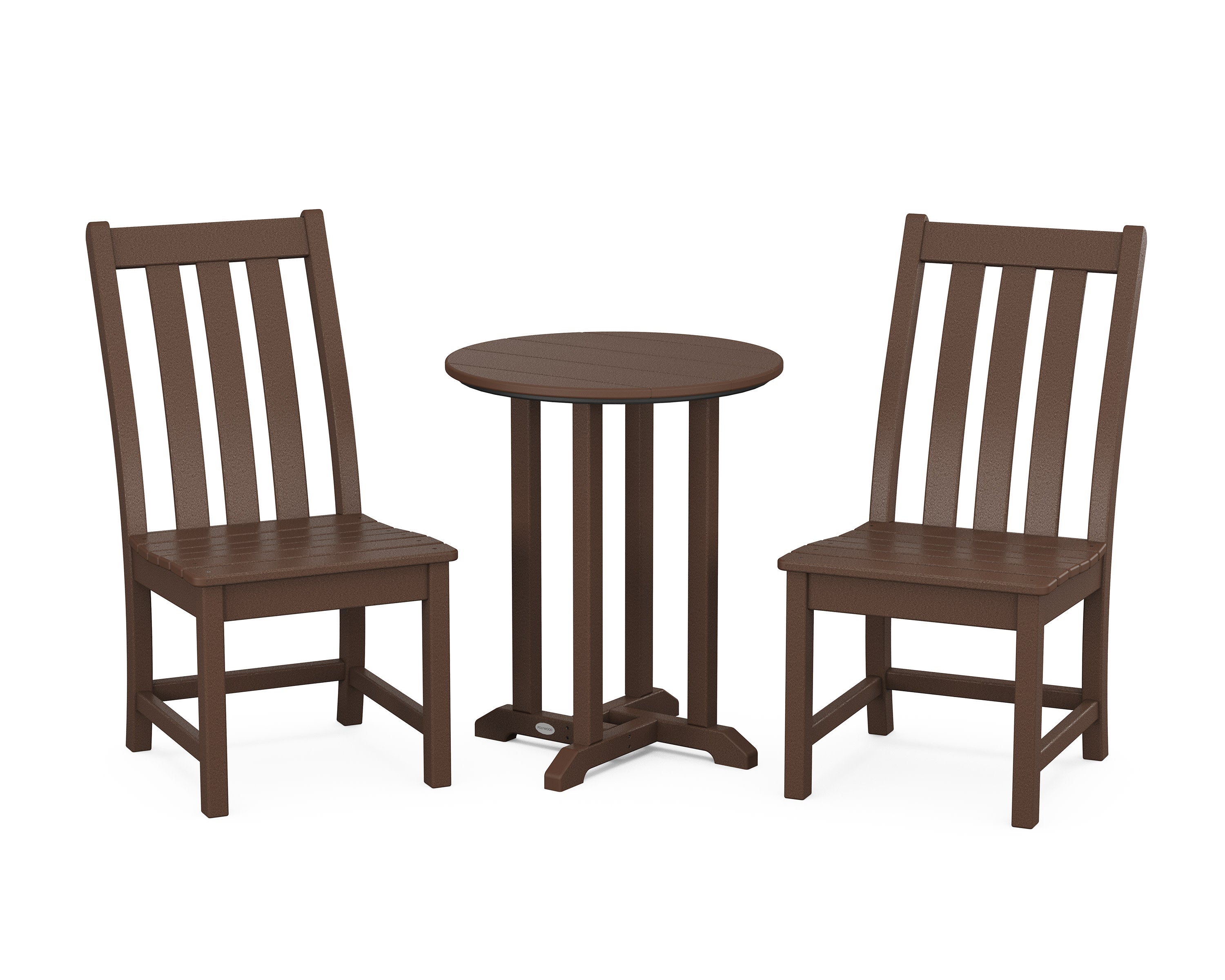 Vineyard Side Chair 3-Piece Round Bistro Dining Set in Mahogany