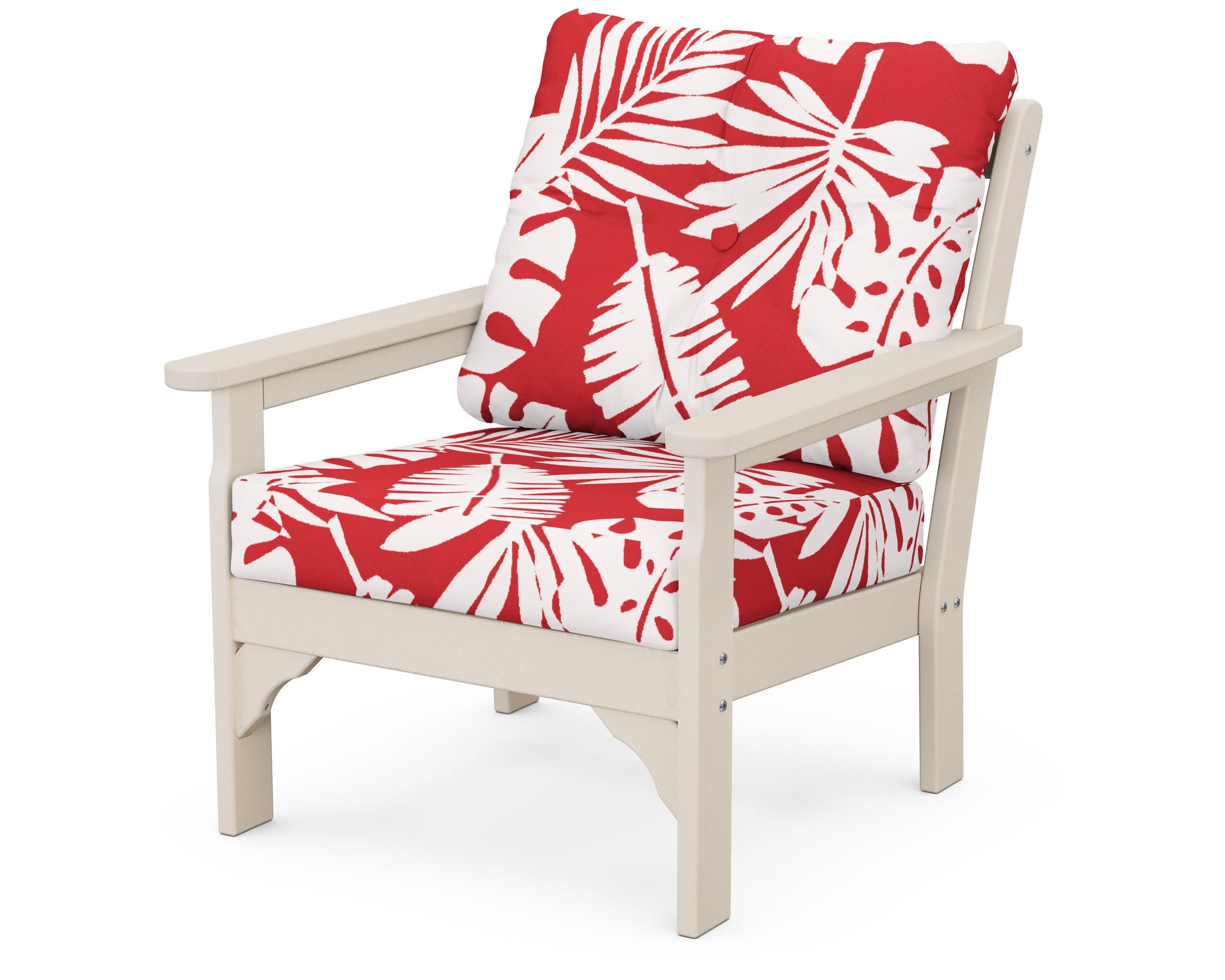 Vineyard Deep Seating Chair in Sand / Leaf Crimson
