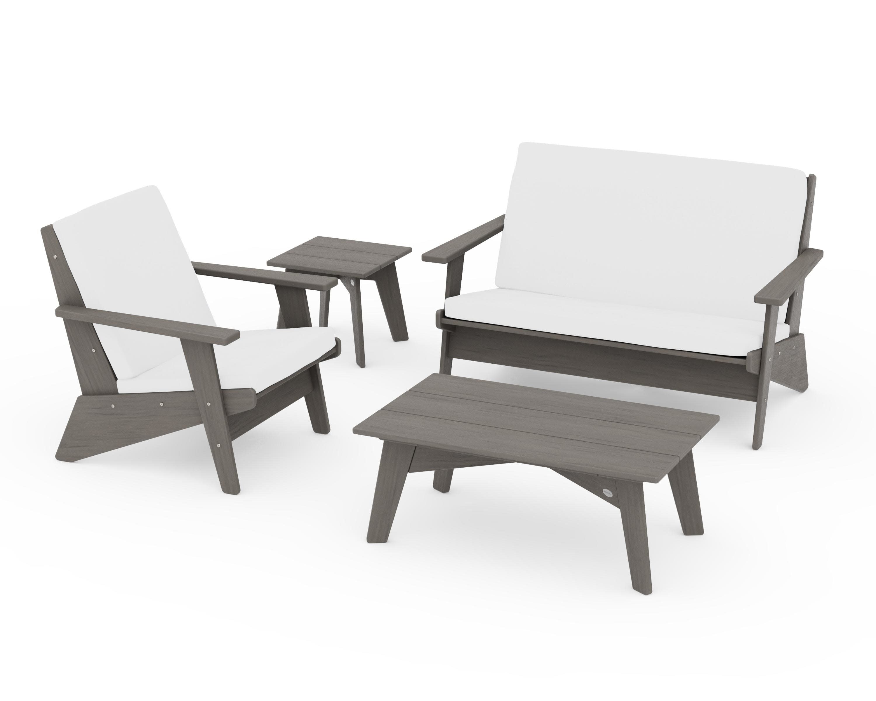 Riviera Modern Lounge 4-Piece Set in Driftwood / Natural