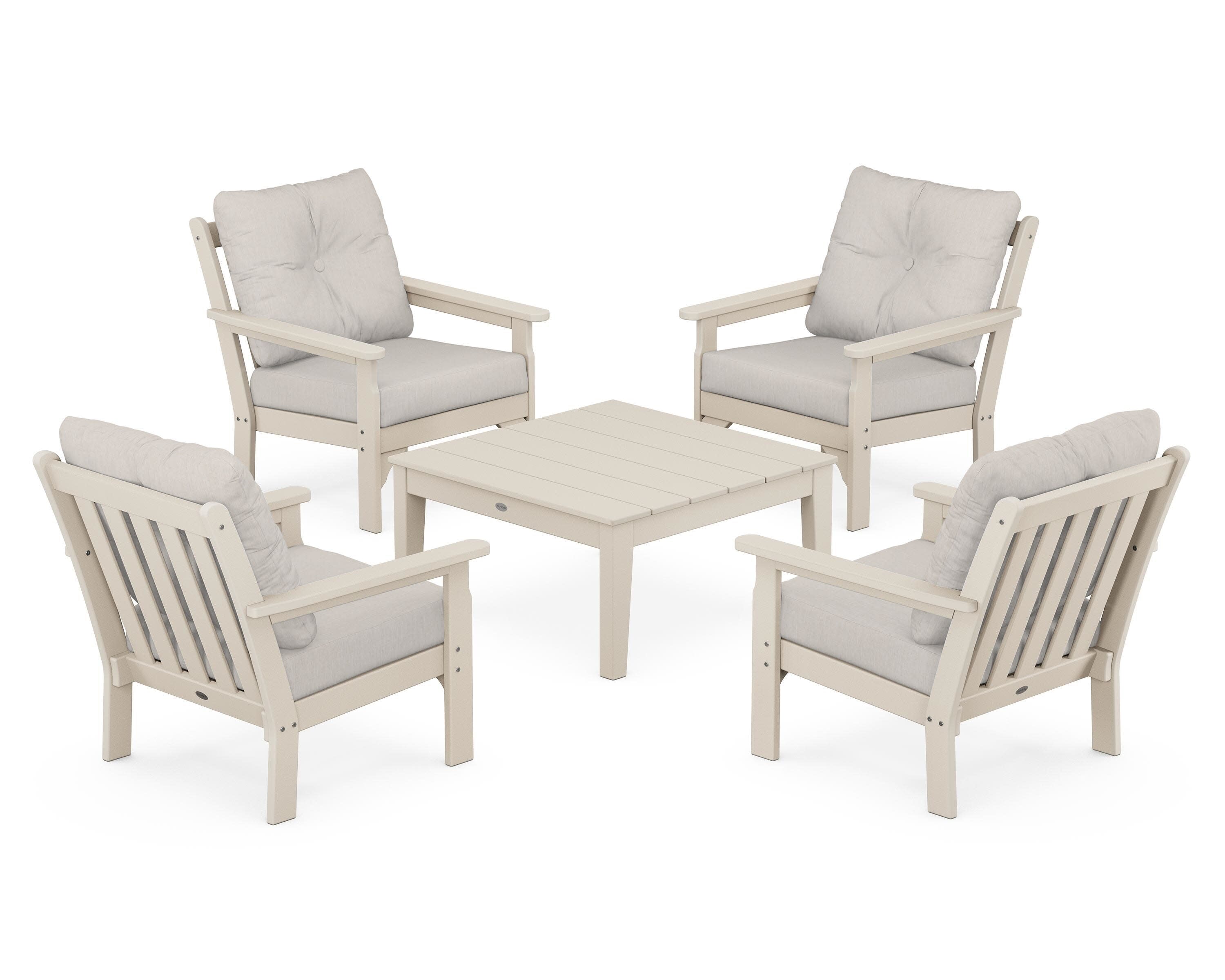 Vineyard 5-Piece Deep Seating Conversation Set in Sand / Cast Ash