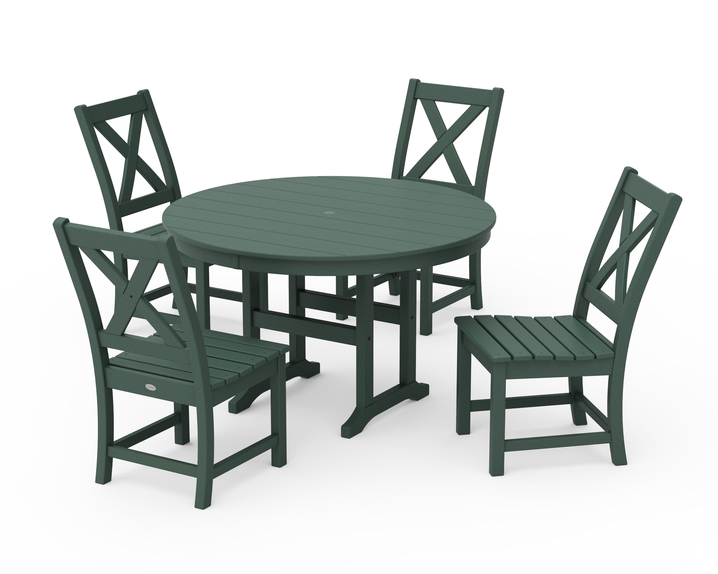 Braxton Side Chair 5-Piece Round Dining Set in Green