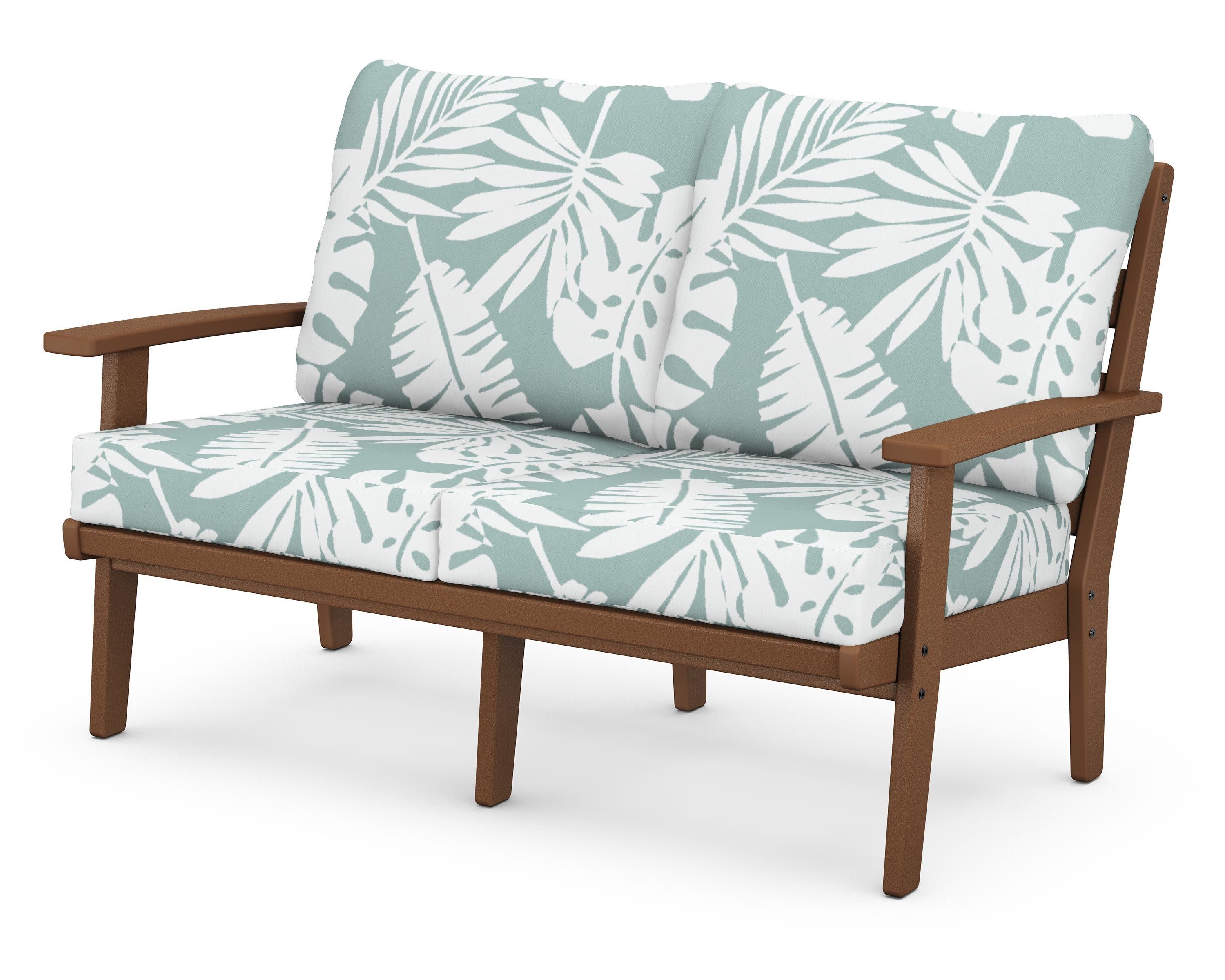 Grant Park Deep Seating Loveseat in Teak / Leaf Glacier Spa