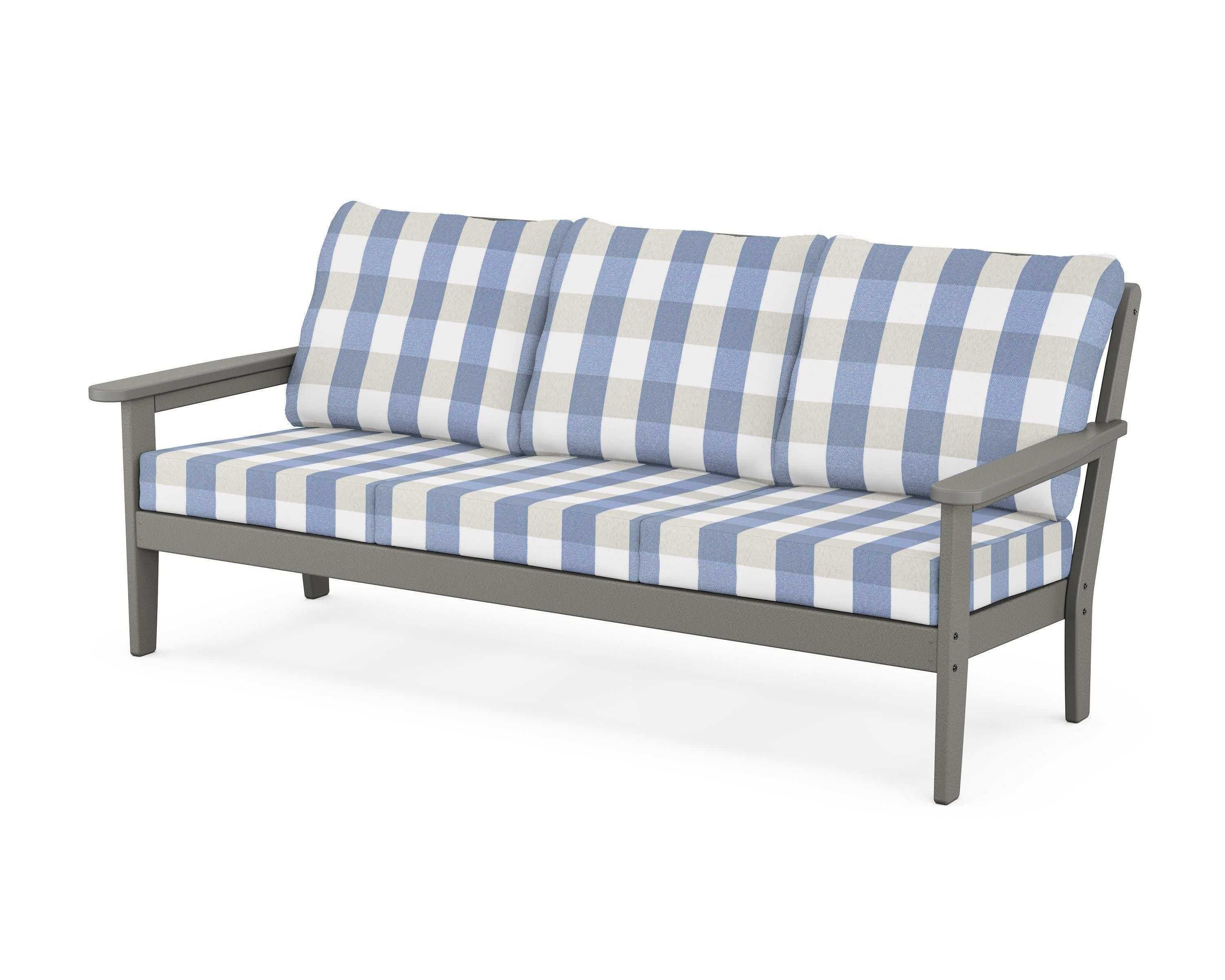 Cottage Deep Seating Sofa in Slate Grey / Buffalo Plaid Sky Blue