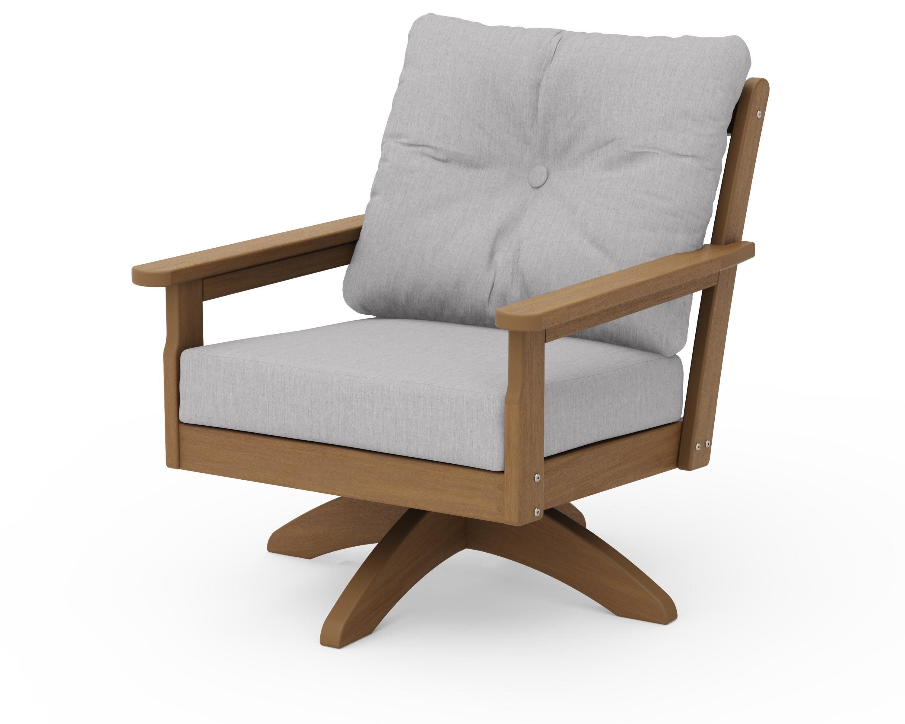 Vineyard Deep Seating Swivel Chair in Natural / Granite