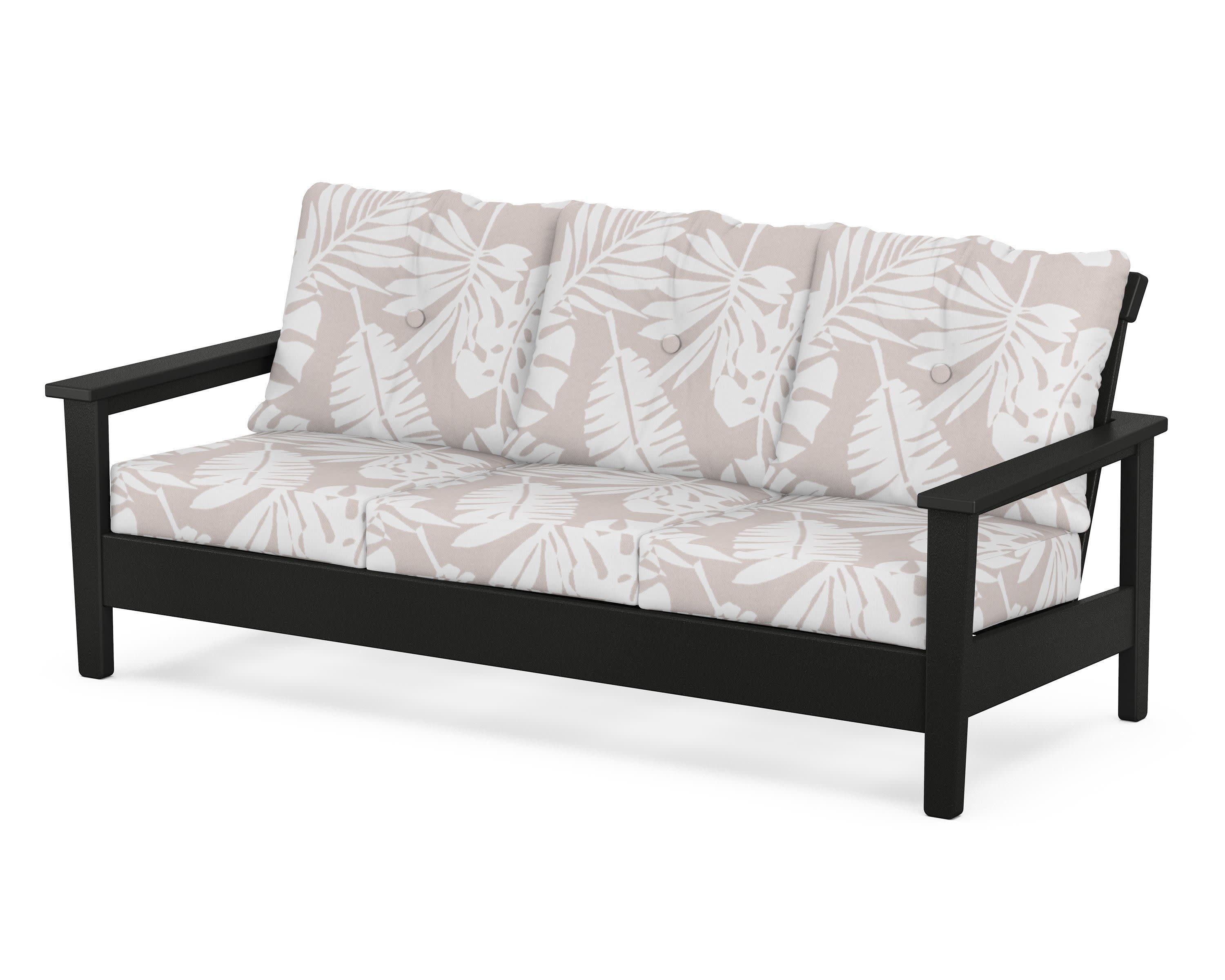 Prescott Deep Seating Sofa in Black / Leaf Dune Burlap