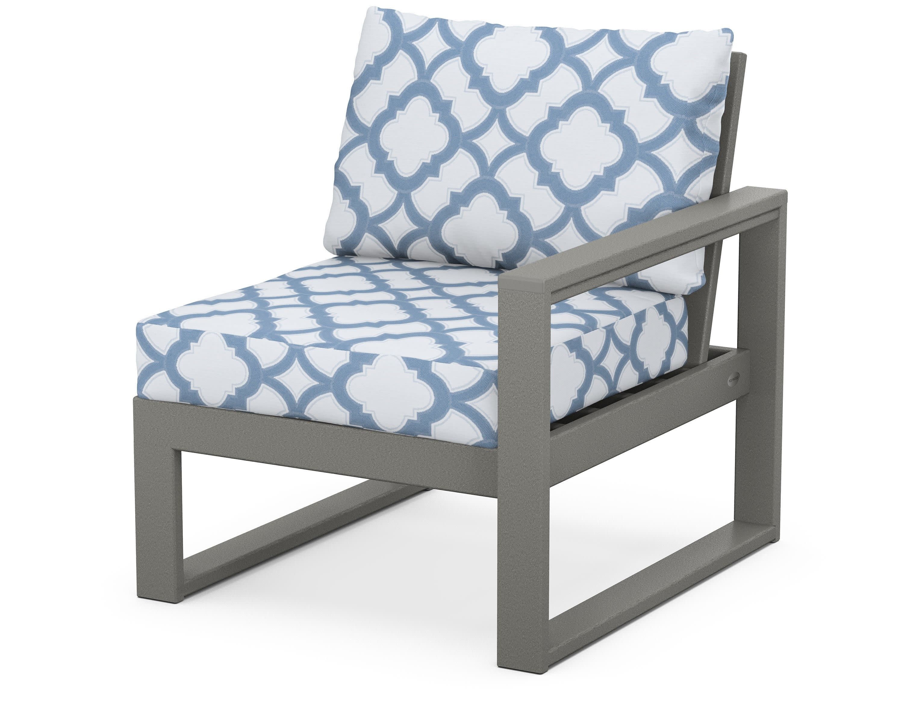 EDGE Modular Right Arm Chair in Slate Grey / Trellis Sky Blue