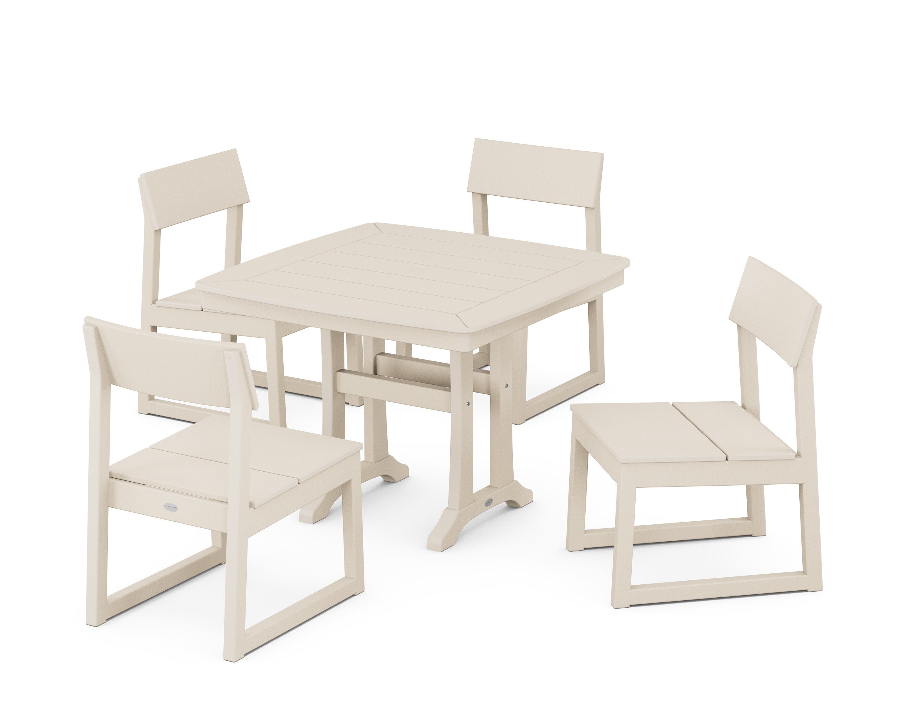 EDGE Side Chair 5-Piece Dining Set with Trestle Legs in Sand
