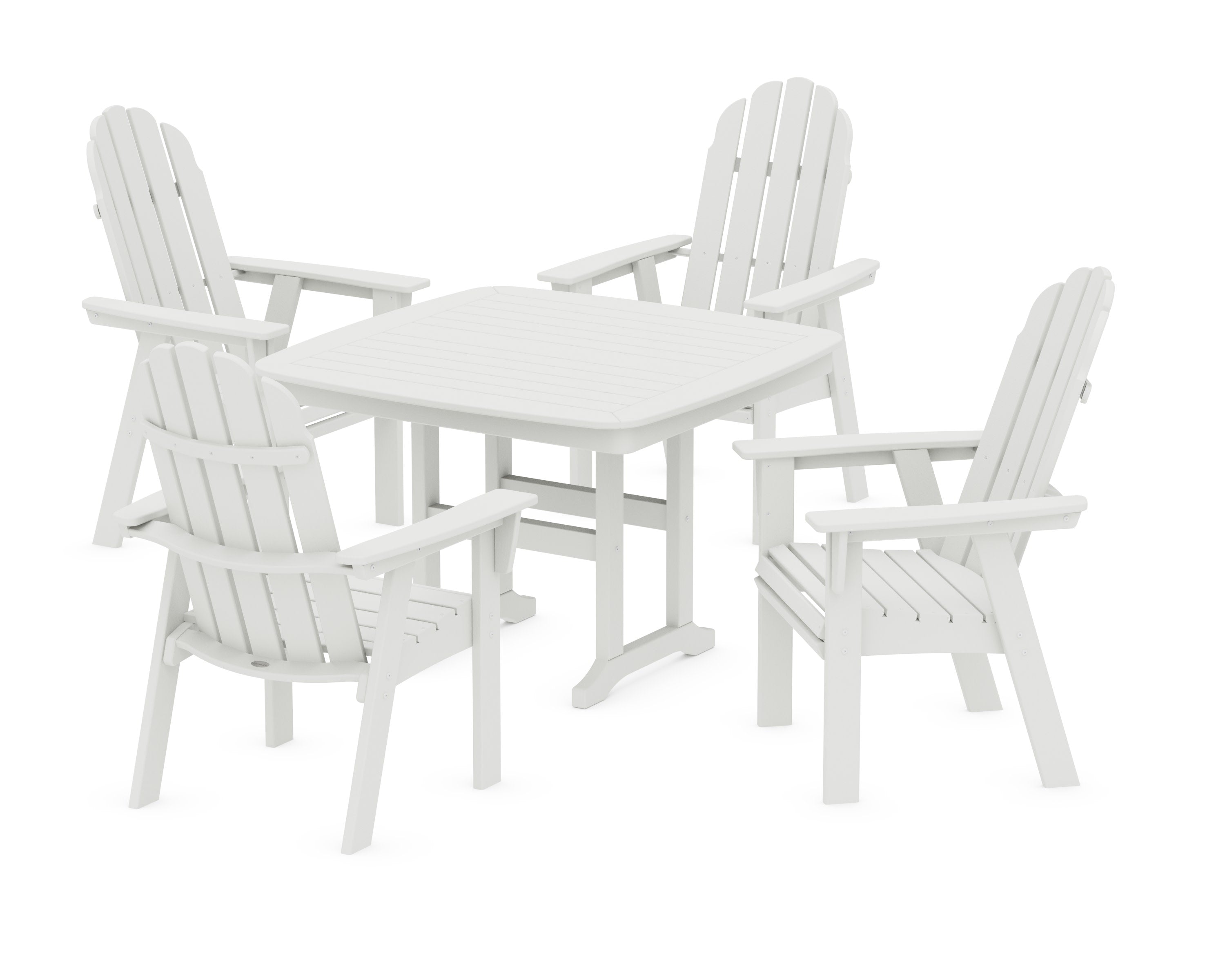 Vineyard Curveback Adirondack 5-Piece Dining Set in Vintage White
