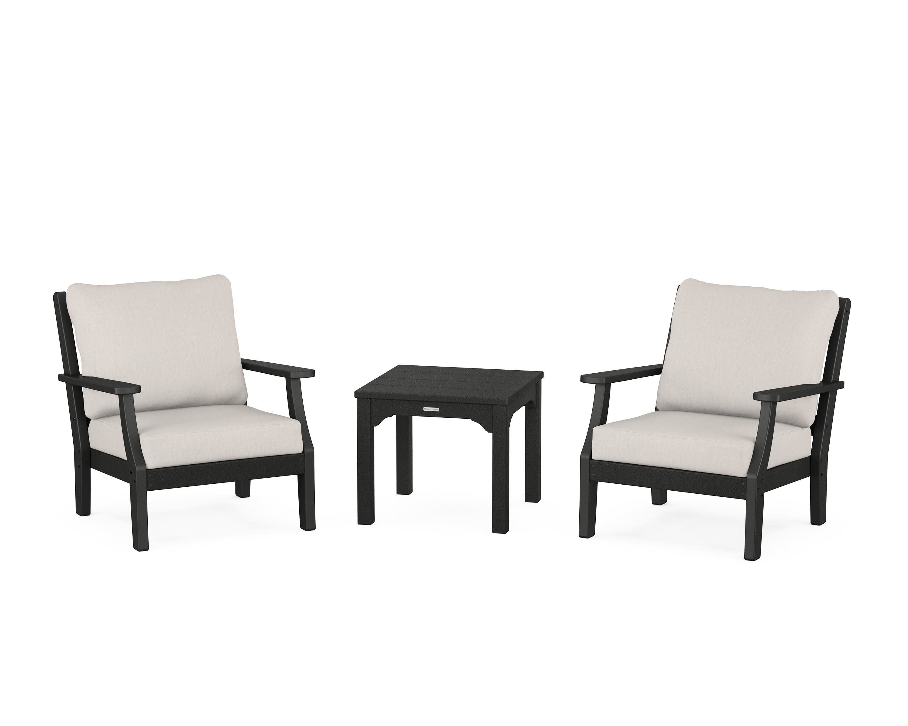 Chinoiserie 3-Piece Deep Seating Set in Black / Cast Ash