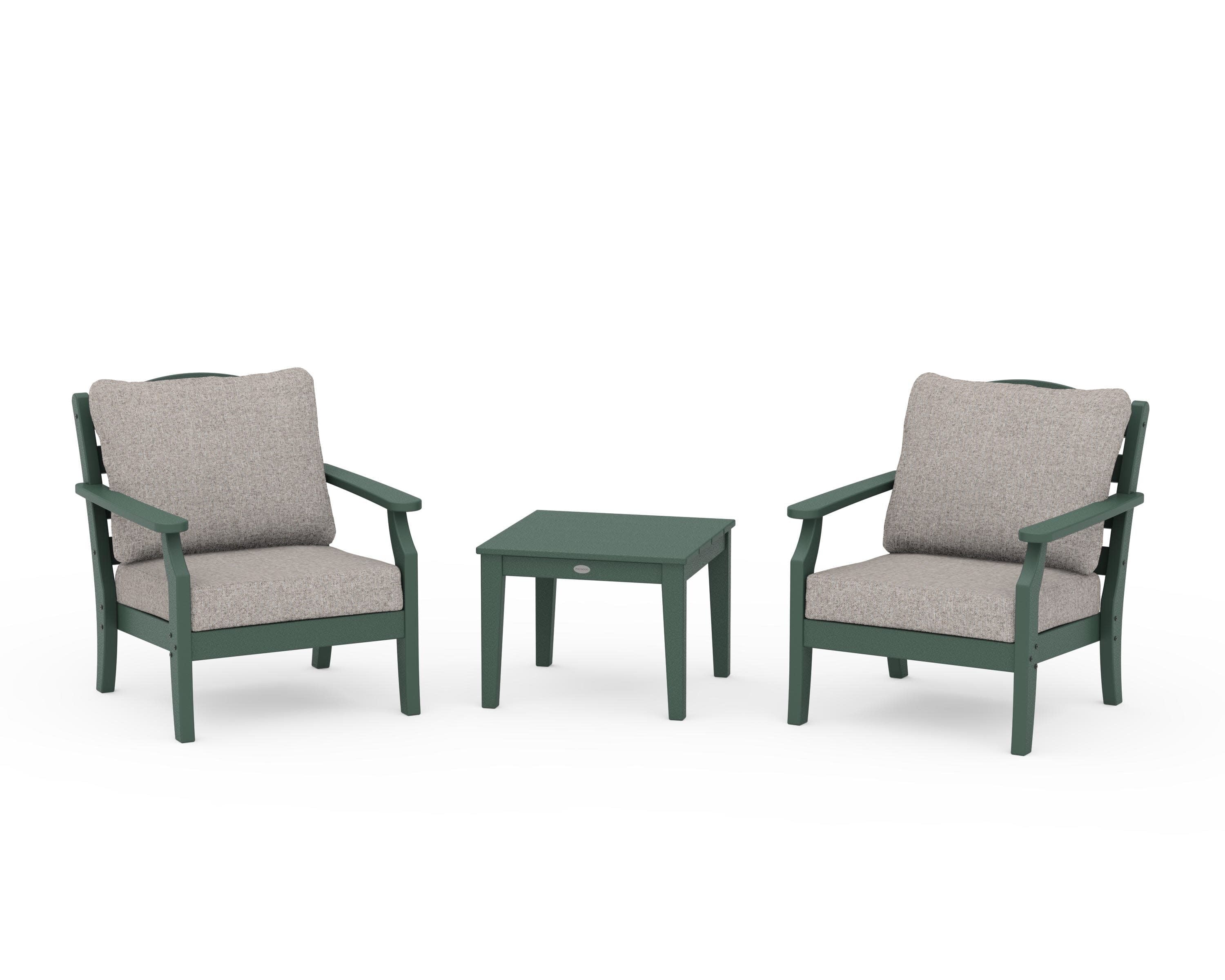 Savannah 3-Piece Deep Seating Set in Green / Weathered Tweed