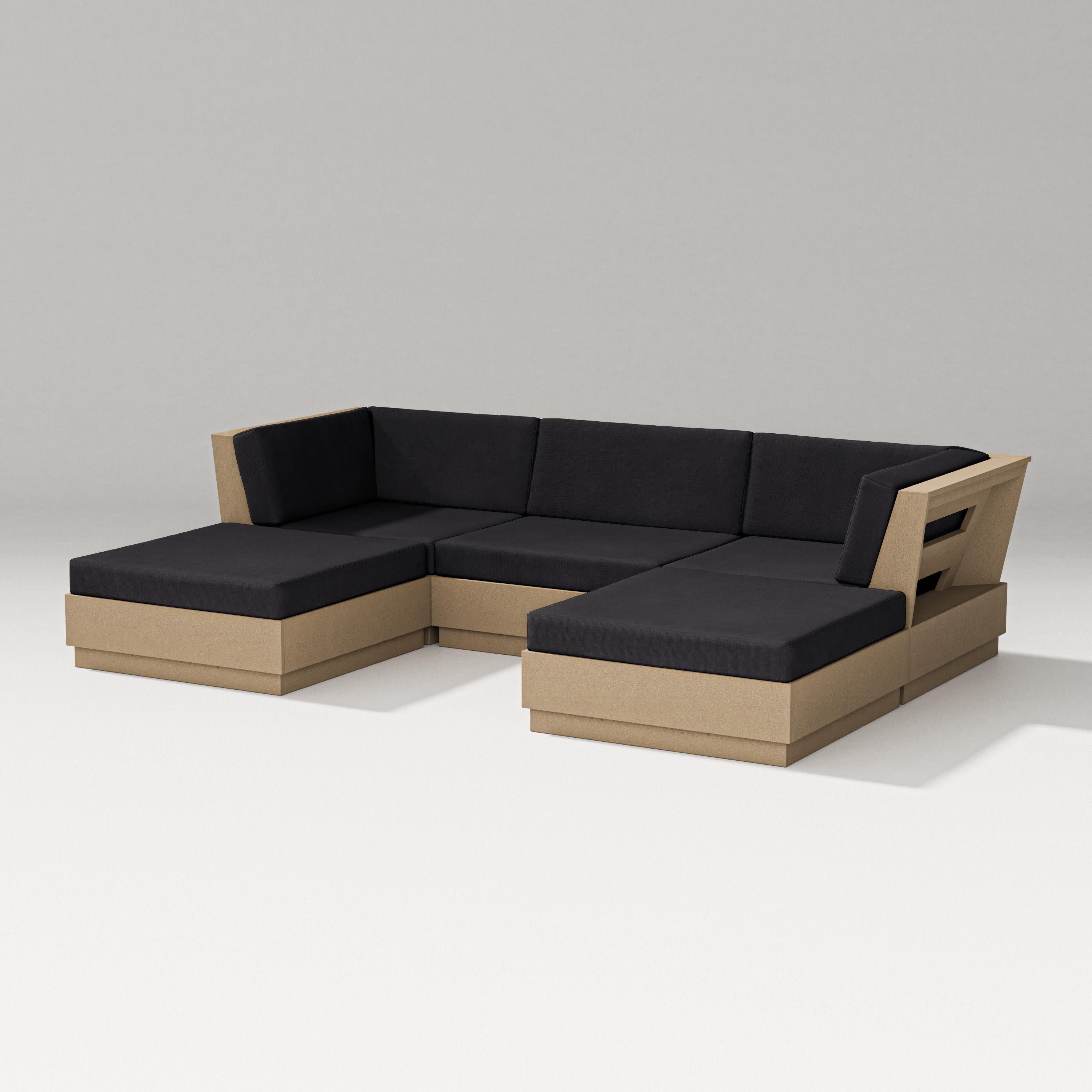 Elevate Double Chaise Sectional in Vintage Sahara / Midnight Linen
