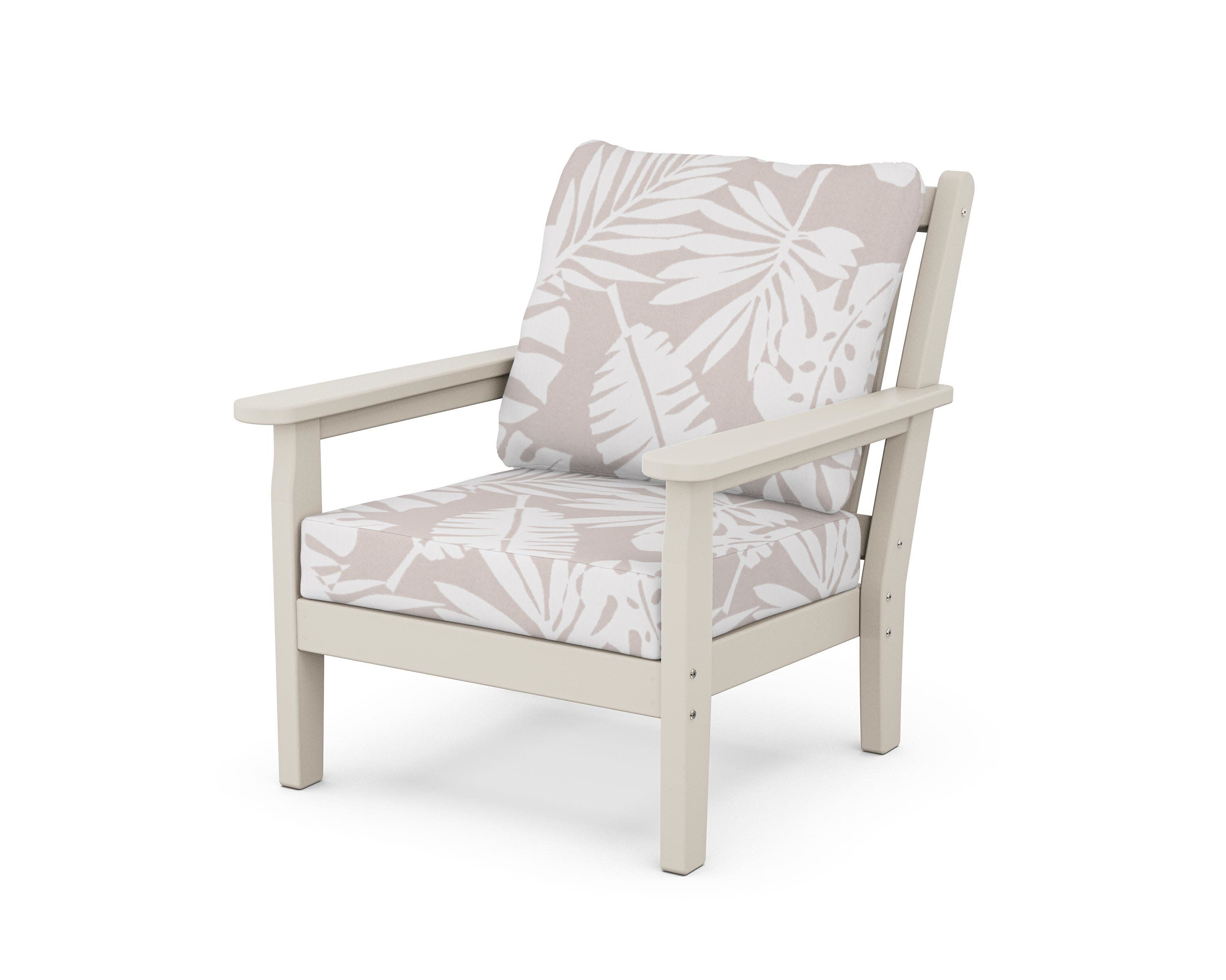 Chippendale Deep Seating Chair in Sand / Leaf Dune Burlap