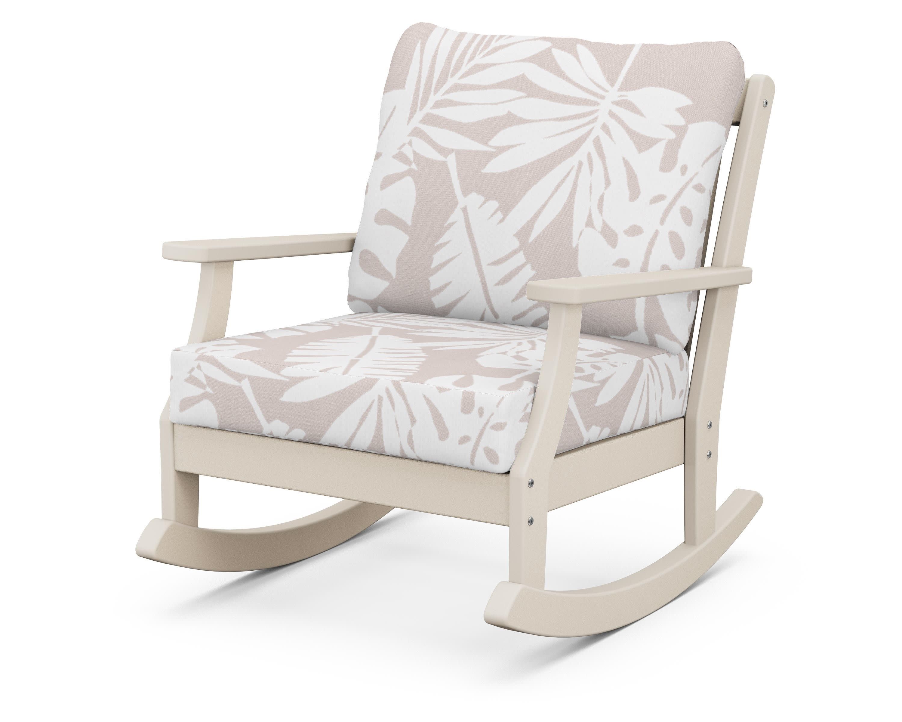Braxton Deep Seating Rocking Chair in Sand / Leaf Dune Burlap