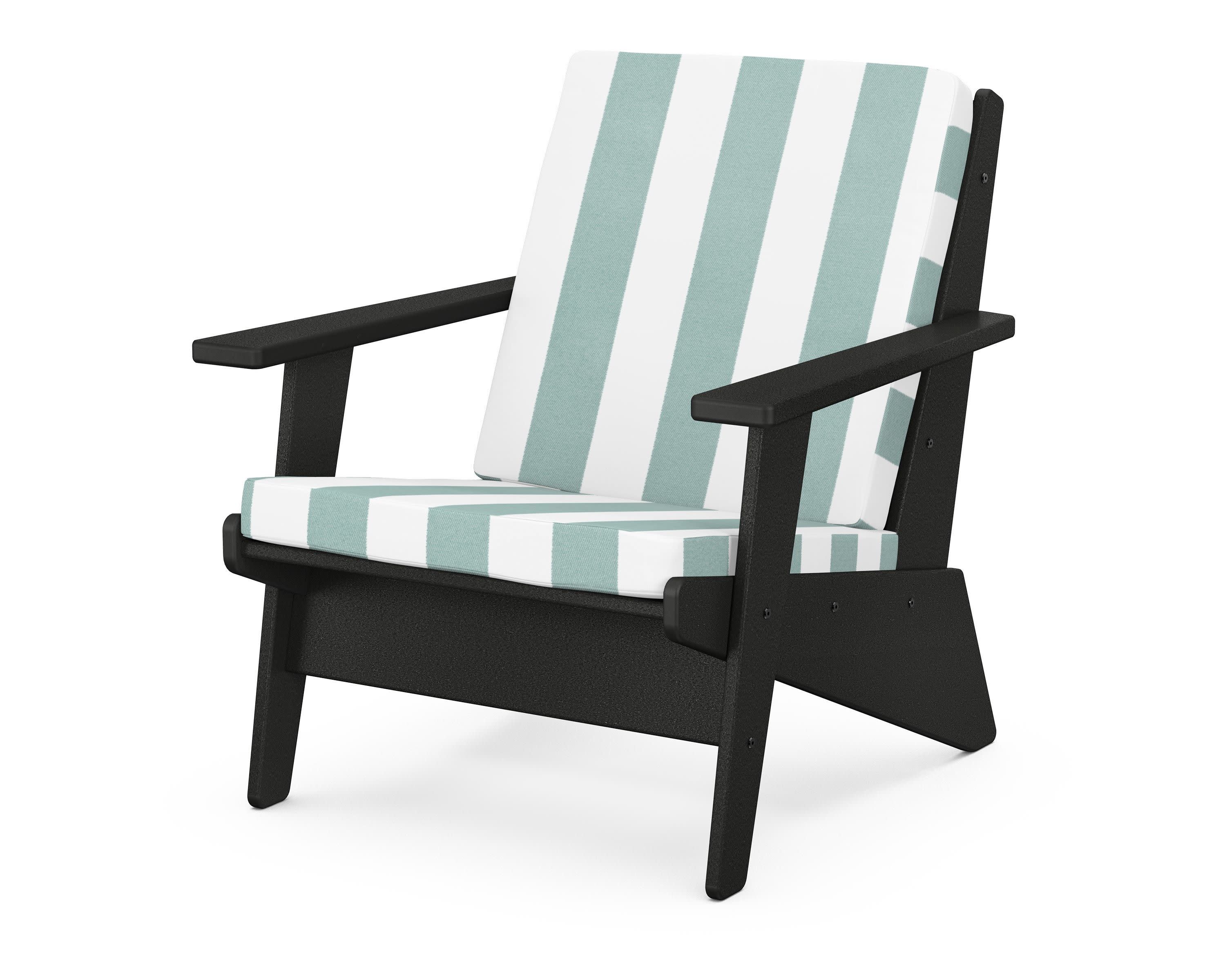 Riviera Modern Lounge Chair in Black / Cabana Stripe Glacier Spa