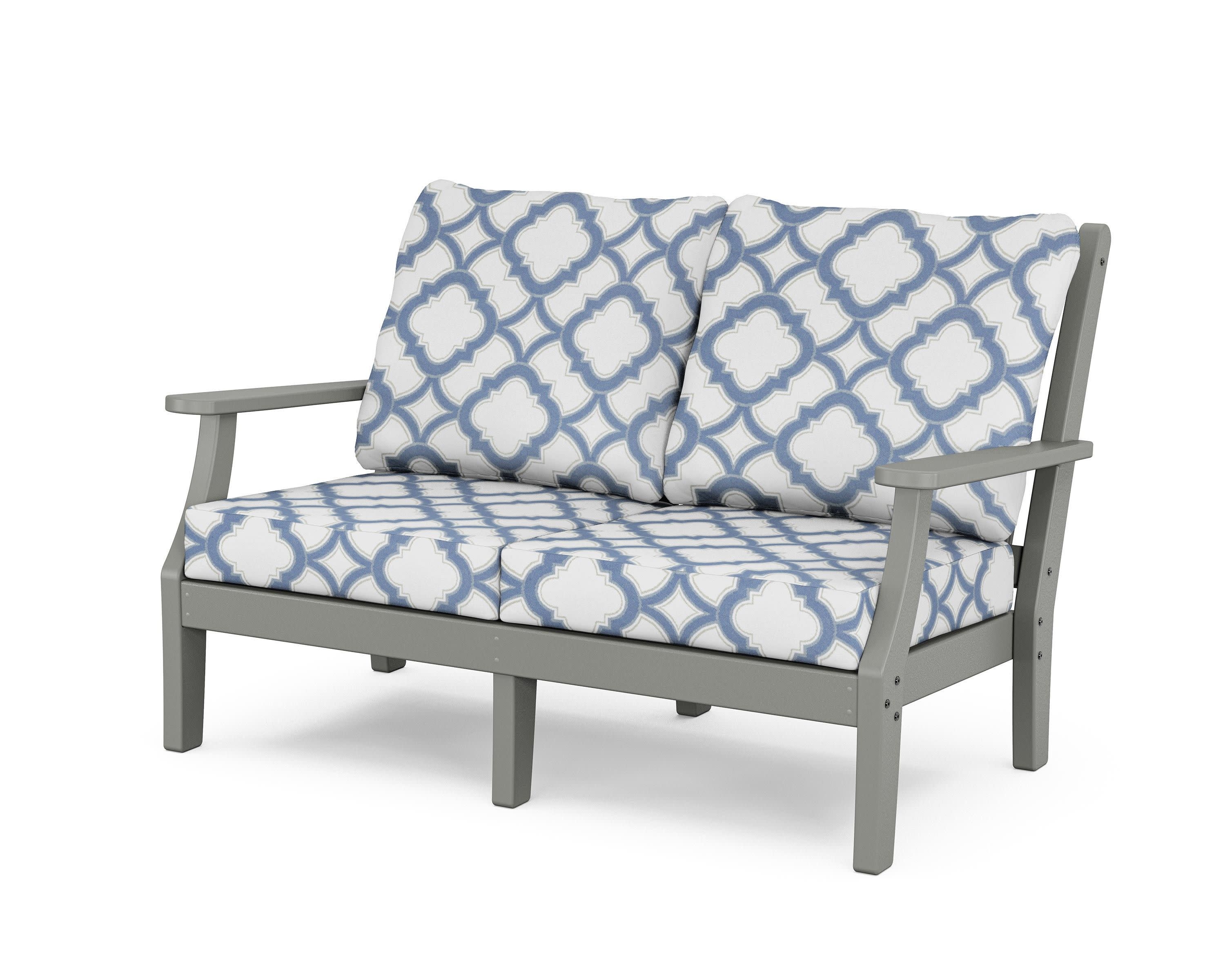 Wovendale Deep Seating Loveseat in Slate Grey / Trellis Sky Blue