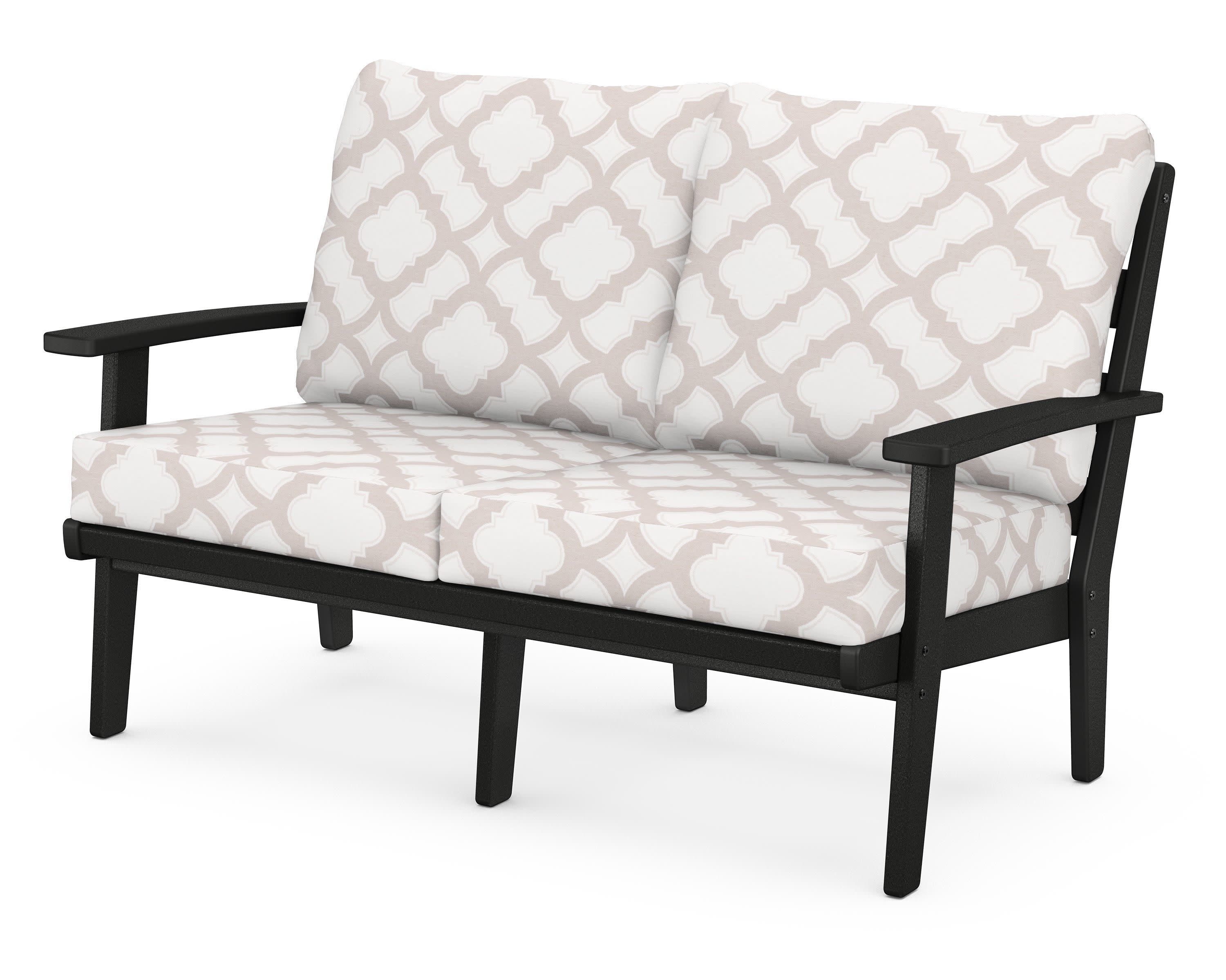 Grant Park Deep Seating Loveseat in Black / Trellis Dune Burlap