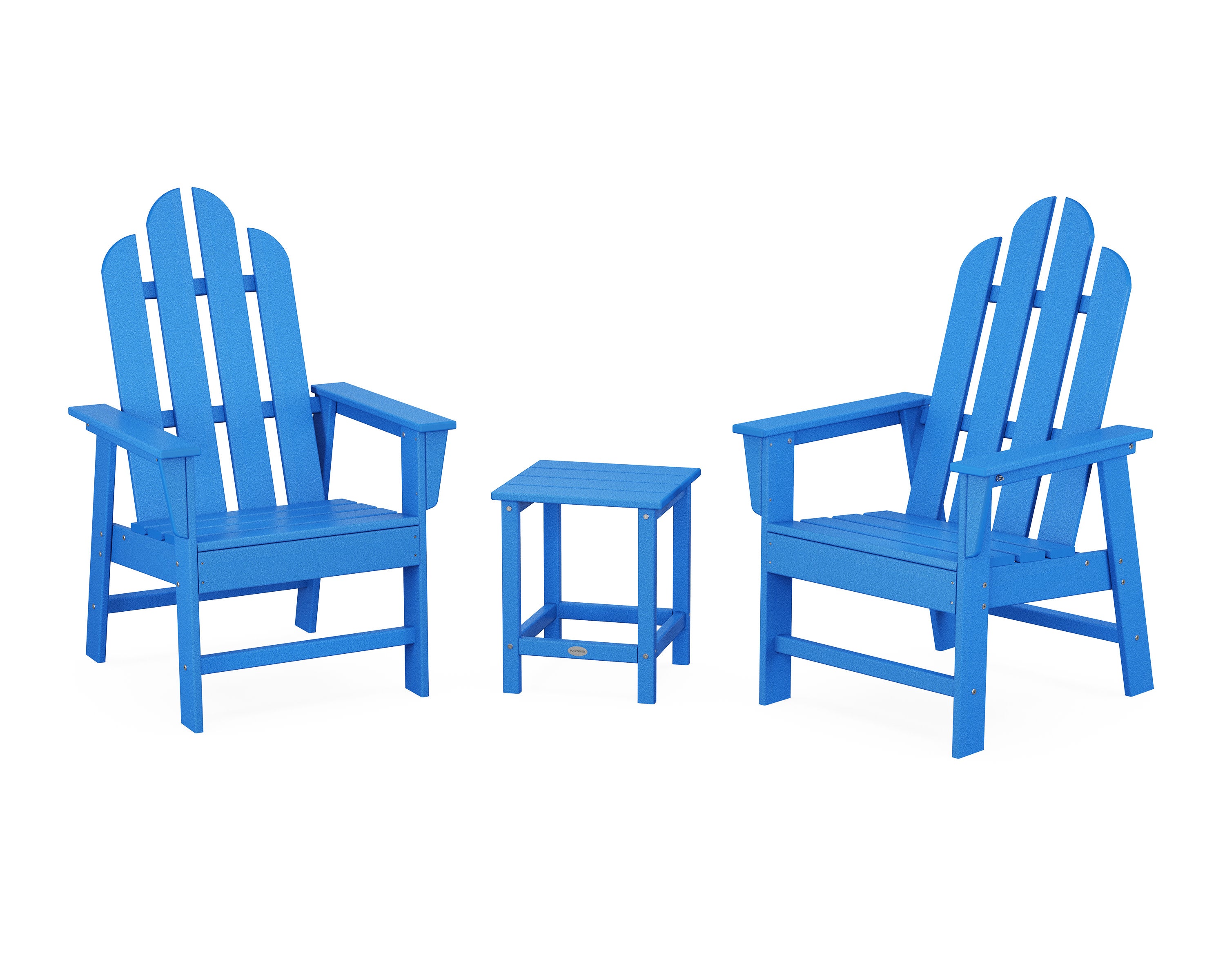 Long Island 3-Piece Upright Adirondack Chair Set in Pacific Blue