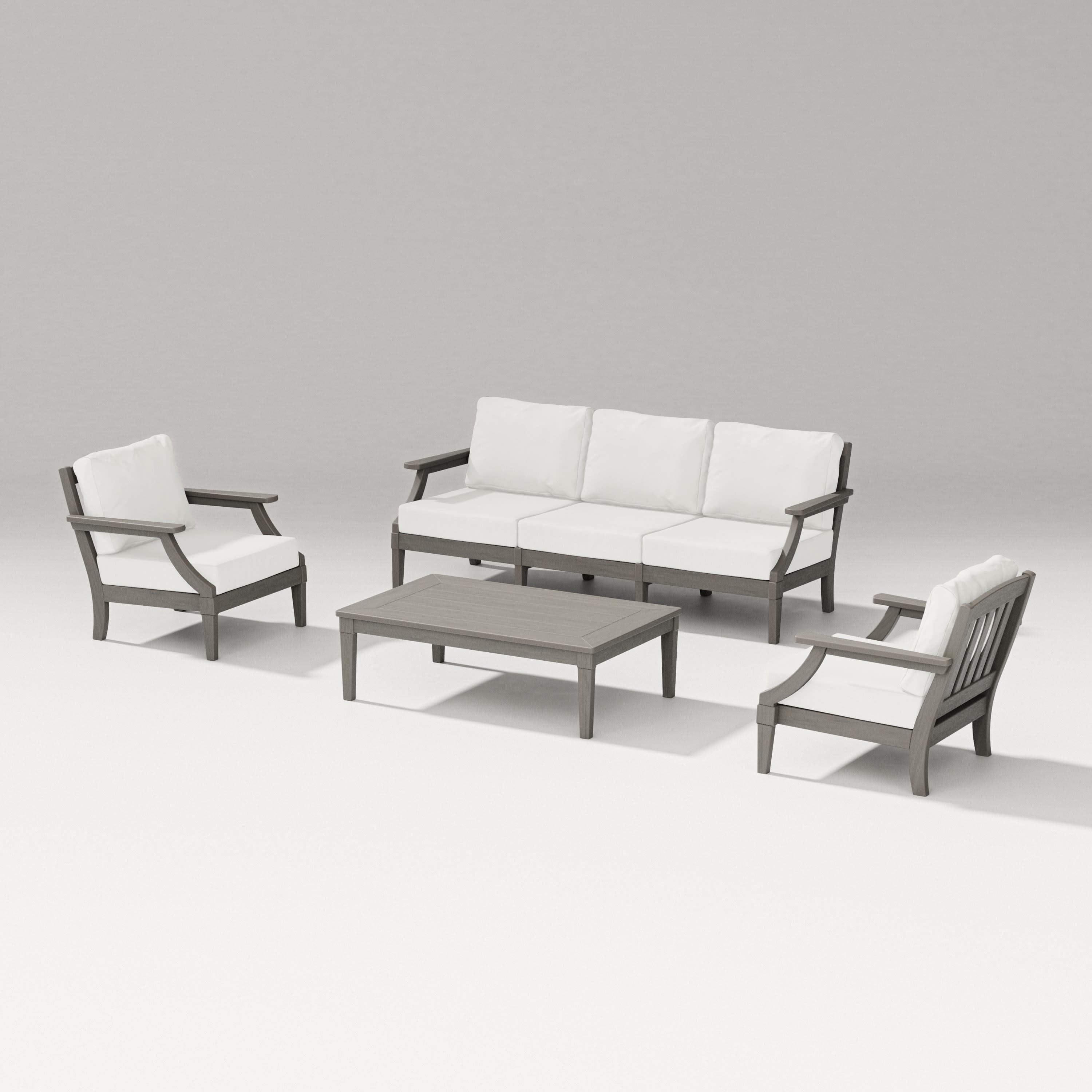 Estate 4-Piece Lounge Sofa Set in Driftwood / Natural Linen